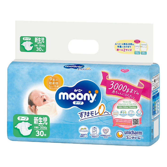 Bỉm Moony xanh dán sinh non dưới 3kg