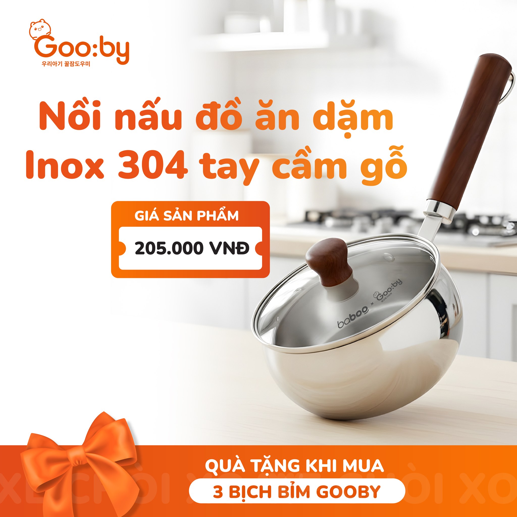 Quà Gooby - 3 bịch nồi inox Gooby