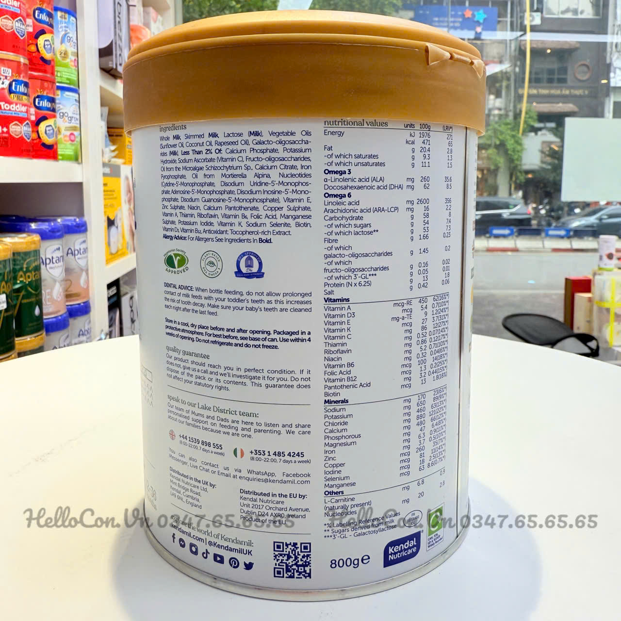 Giá trị dinh dưỡng của sữa Kendamil Classis 3&nbsp;trong 100g sữa