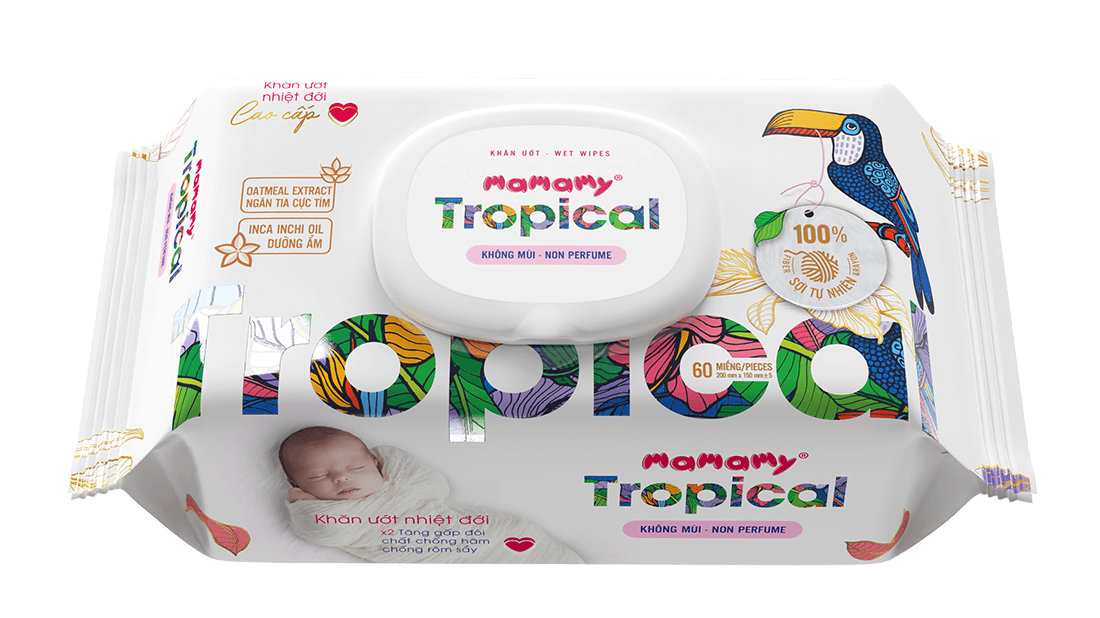Khăn ướt Mamamy Tropical 90 tờ không mùi — ảnh 2