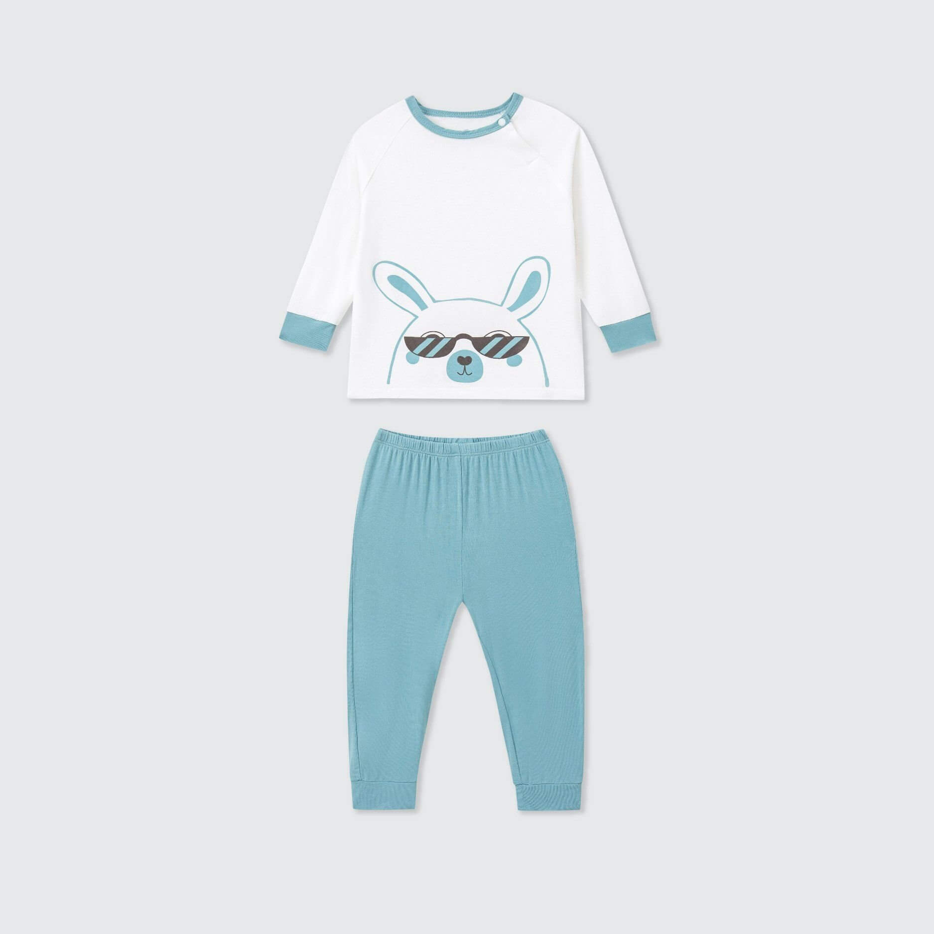 Bộ dài tay La Pomme raglan người bạn tai dài - 6,9,12,18M,3,4,5Y Xanh
