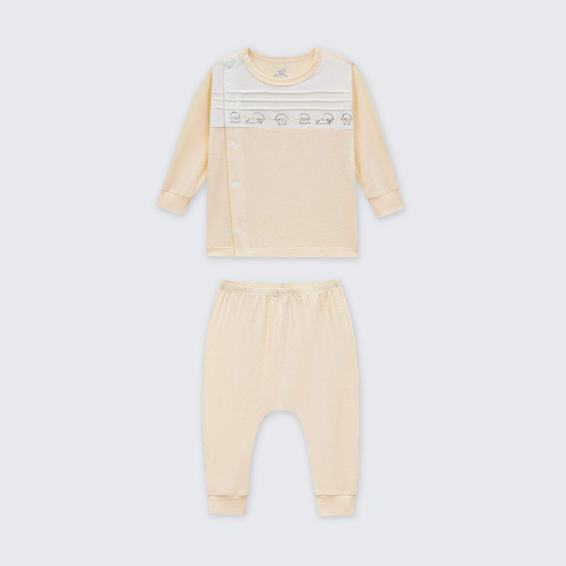 Bộ dài tay cúc lệch La Pomme cừu bông năng động - Newborn,0,3 Be