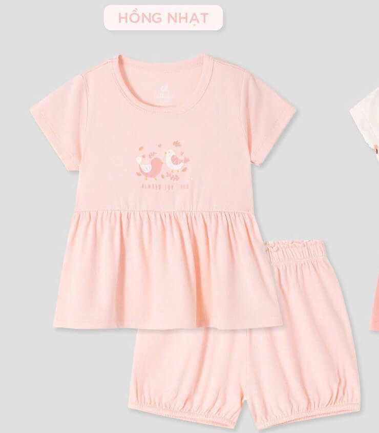 Lullaby Bộ bé gái cộc tay NH462N - Hồng nhạt - 12,18,24M,3Y,4YM