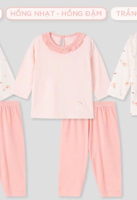 Lullaby Bộ bé gái dài tay NH452N - Hồng nhạt-Hồng đậm - 12,18,24M,3Y,4YM