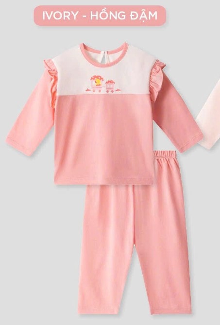 Lullaby Bộ bé gái dài tay NH497N - Ivory-Hồng đậm - 12,18,24M,3Y,4YM