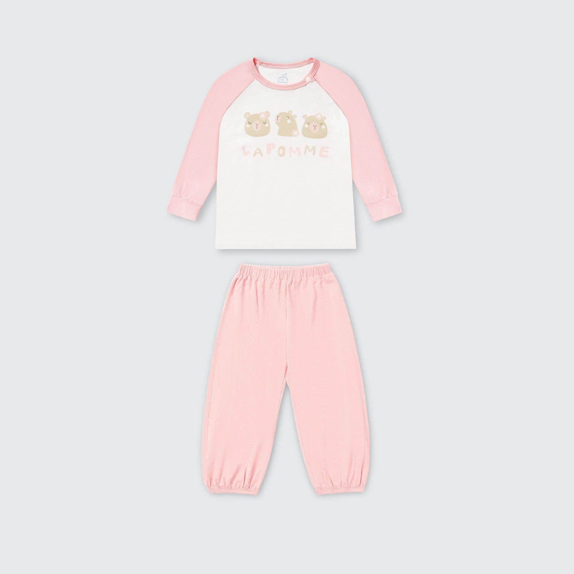 Bộ dài tay La Pomme raglan thế giới vui nhộn - 6,9,12,18M,3Y,4Y,5Y Hồng