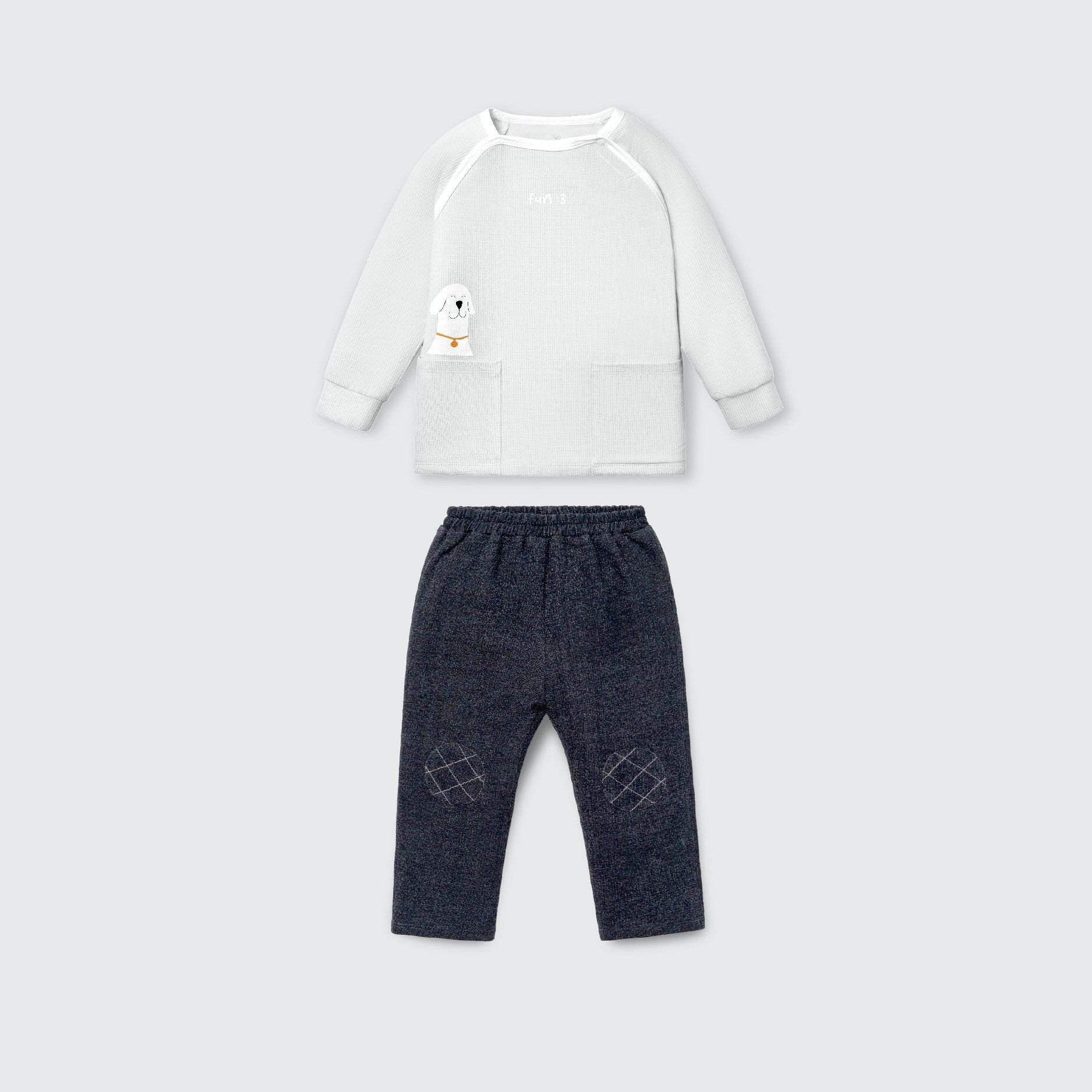 Bộ dài tay La Pomme yêu thương ngọt ngào - 6,9,12,18M,3Y,4Y,5Y Ghi