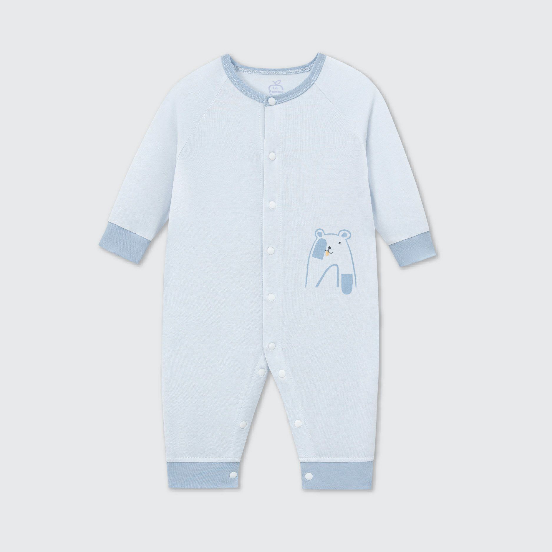 Body dài tay La Pomme Gấu yêu của mẹ - Newborn,0M,3M Xanh