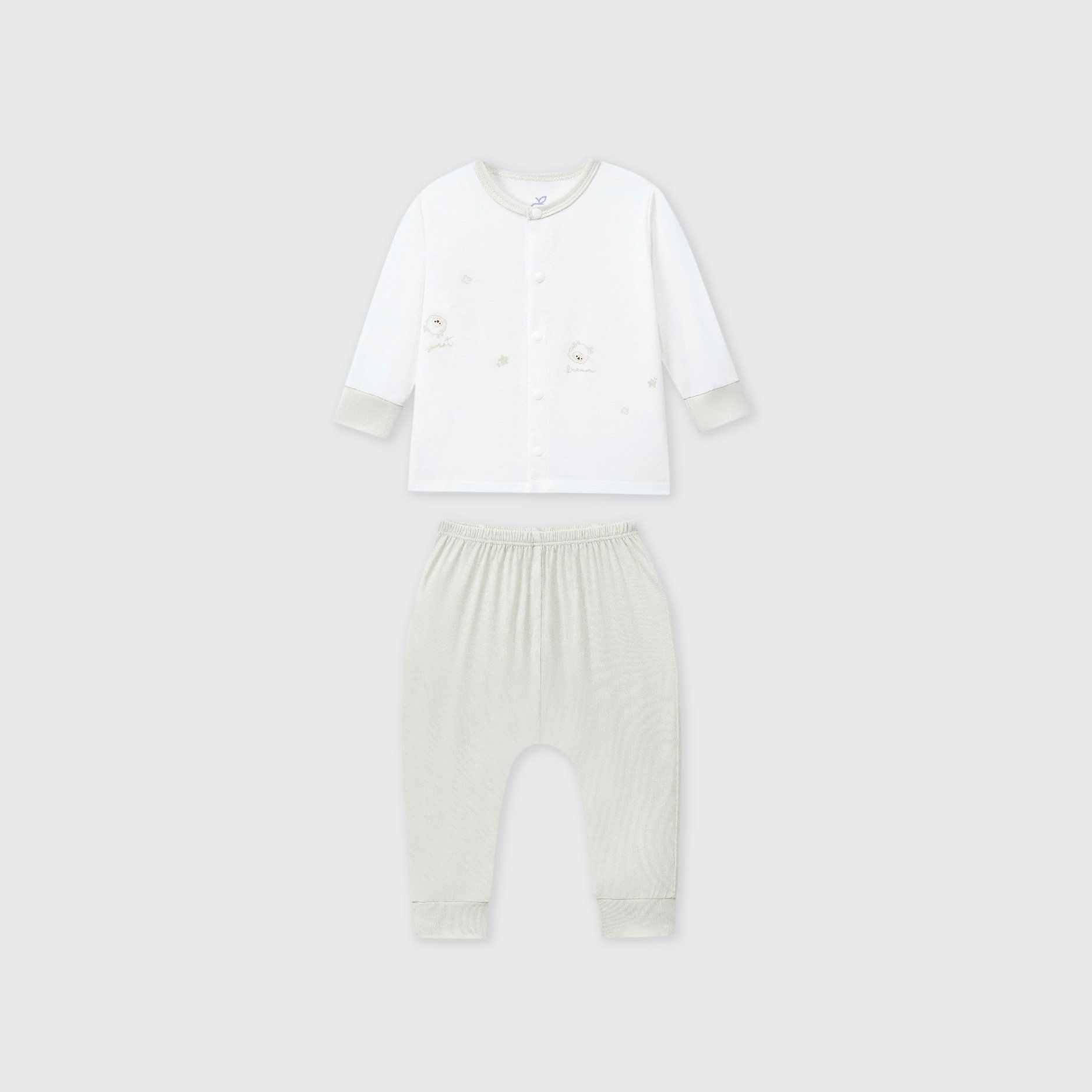 Bộ dài tay cúc thẳng La Pomme họa tiết nhí cách điệu - Newborn,0,3M Be