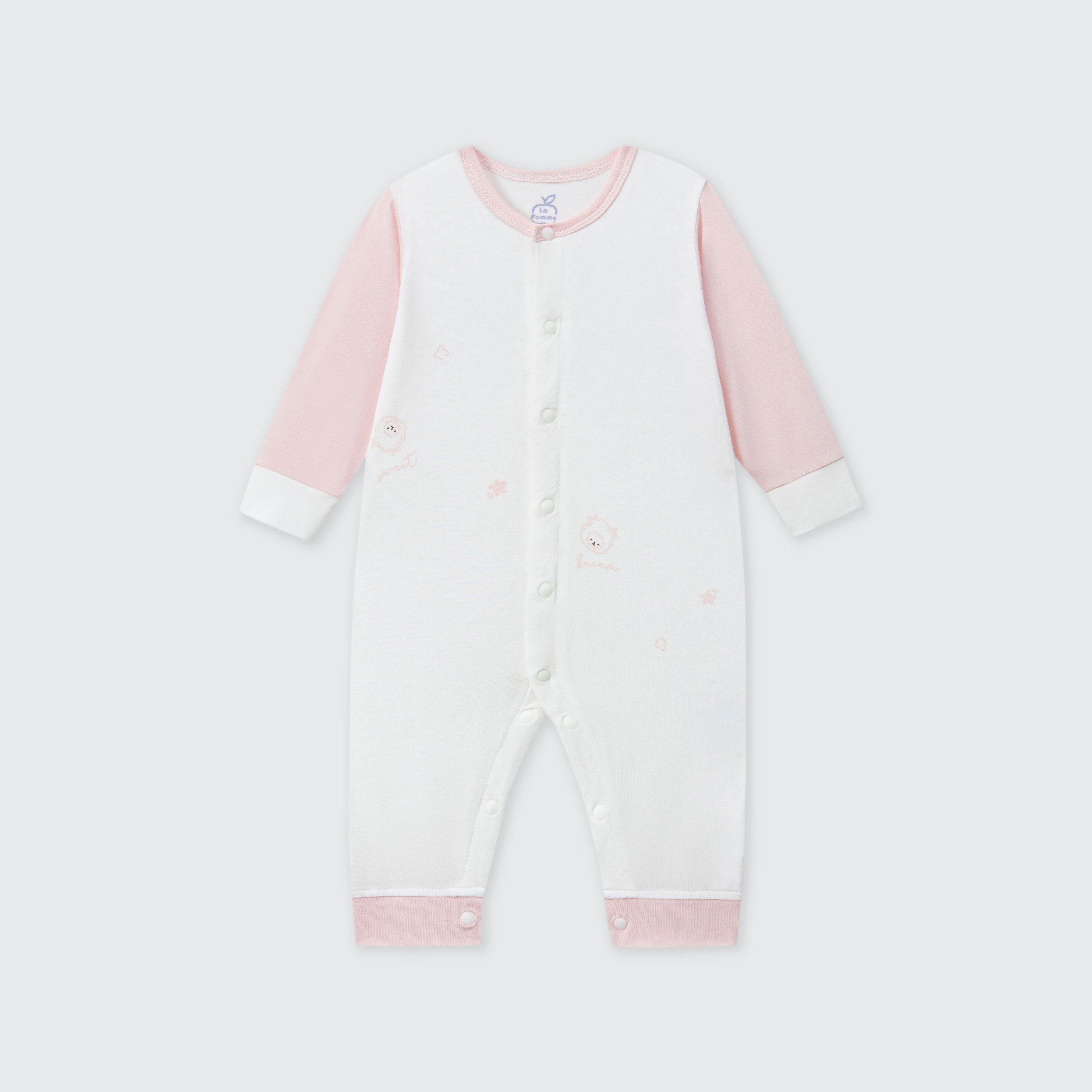 Body dài tay La Pomme họa tiết nhí cách điệu - Newborn,0,3M Hồng