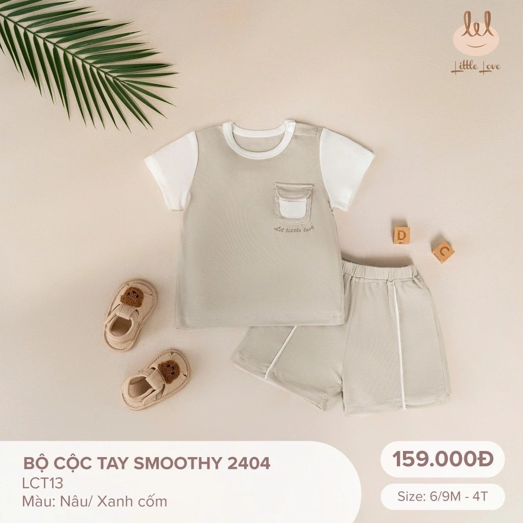 Little Love Bộ cộc tay smoothy 2404 nâu 9M,12,18-24M, 3Y