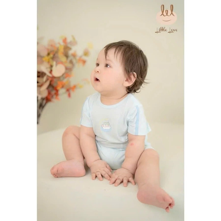 Little Love Bộ cộc tay vải modal elas 2501 xanh 6M,9M,12,18-24M