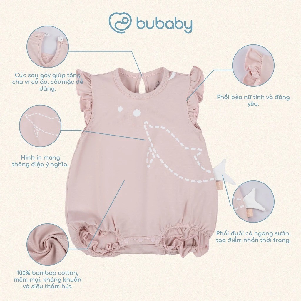 Bu Baby Body chip ngắn tay cài sau bé gái Bamco | 9-12M - Hồng 16K