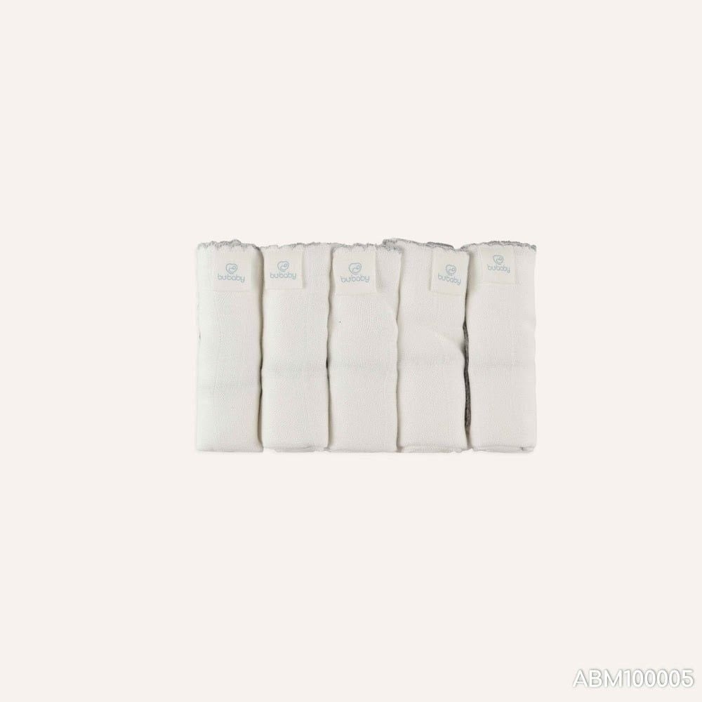 Bu Baby Khăn sữa pack 5 Bamboo Cotton Muslin | Free size - Trắng