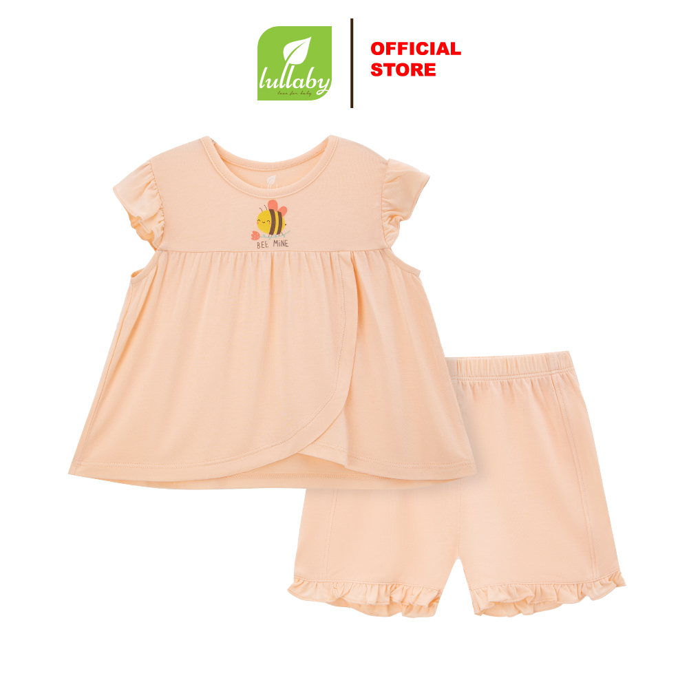 Lullaby Bộ bé gái cộc tay bèo NH366N - Hồng cam - 9,12,18,24M,3Y