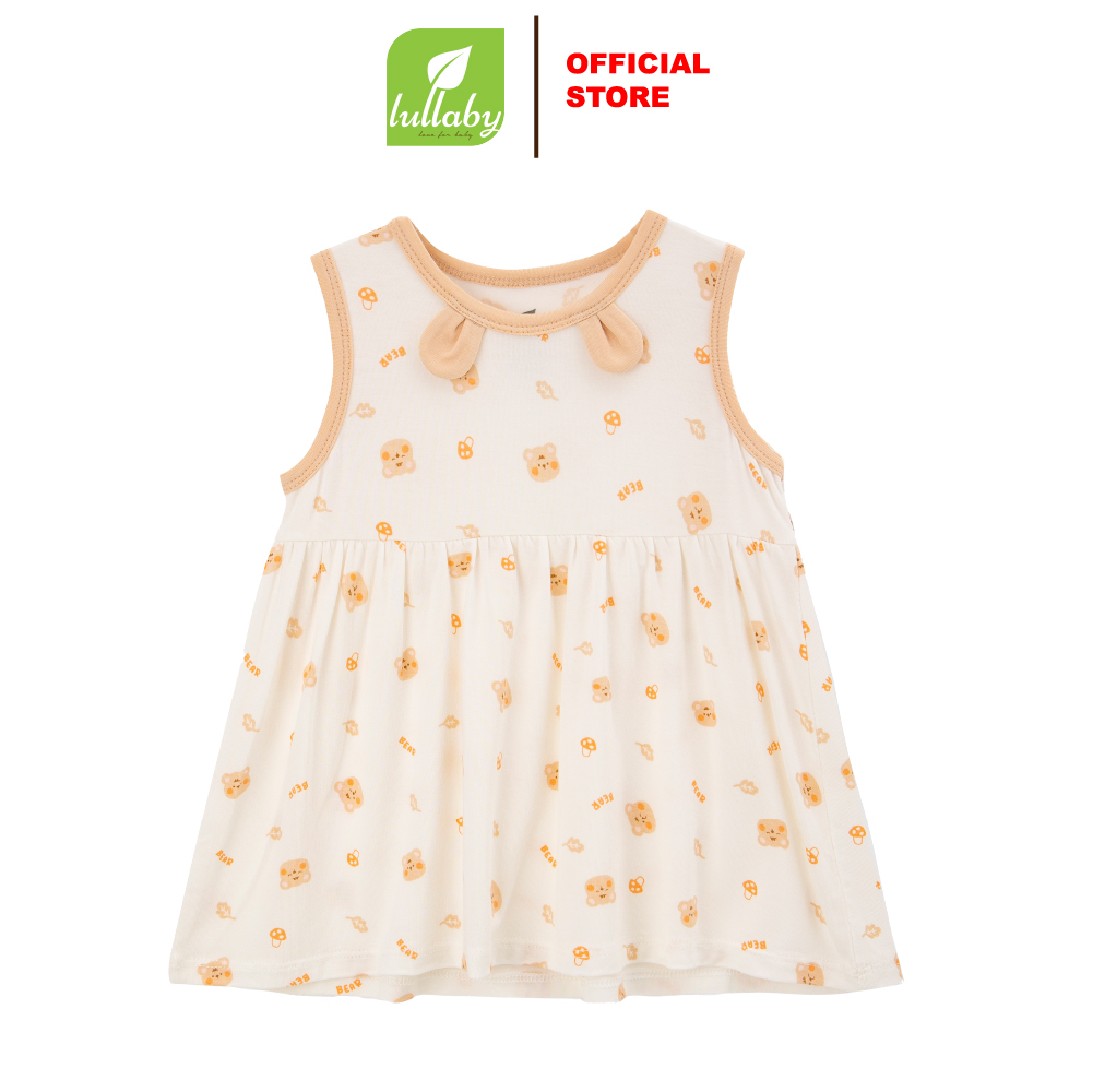 Lullaby Đầm sát nách NH360N - Trắng in gấu - 9,12,18,24M
