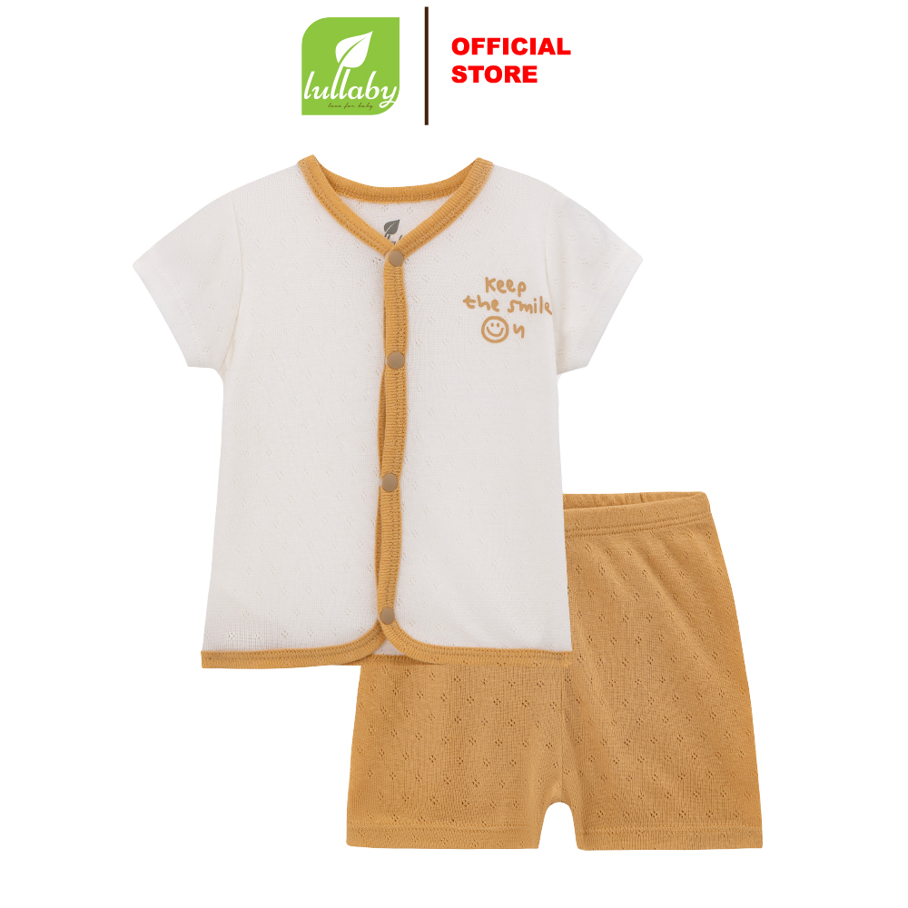 Lullaby Bộ bé trai cài giữa NH379N - Trắng - Be Nâu - 1,3,6M