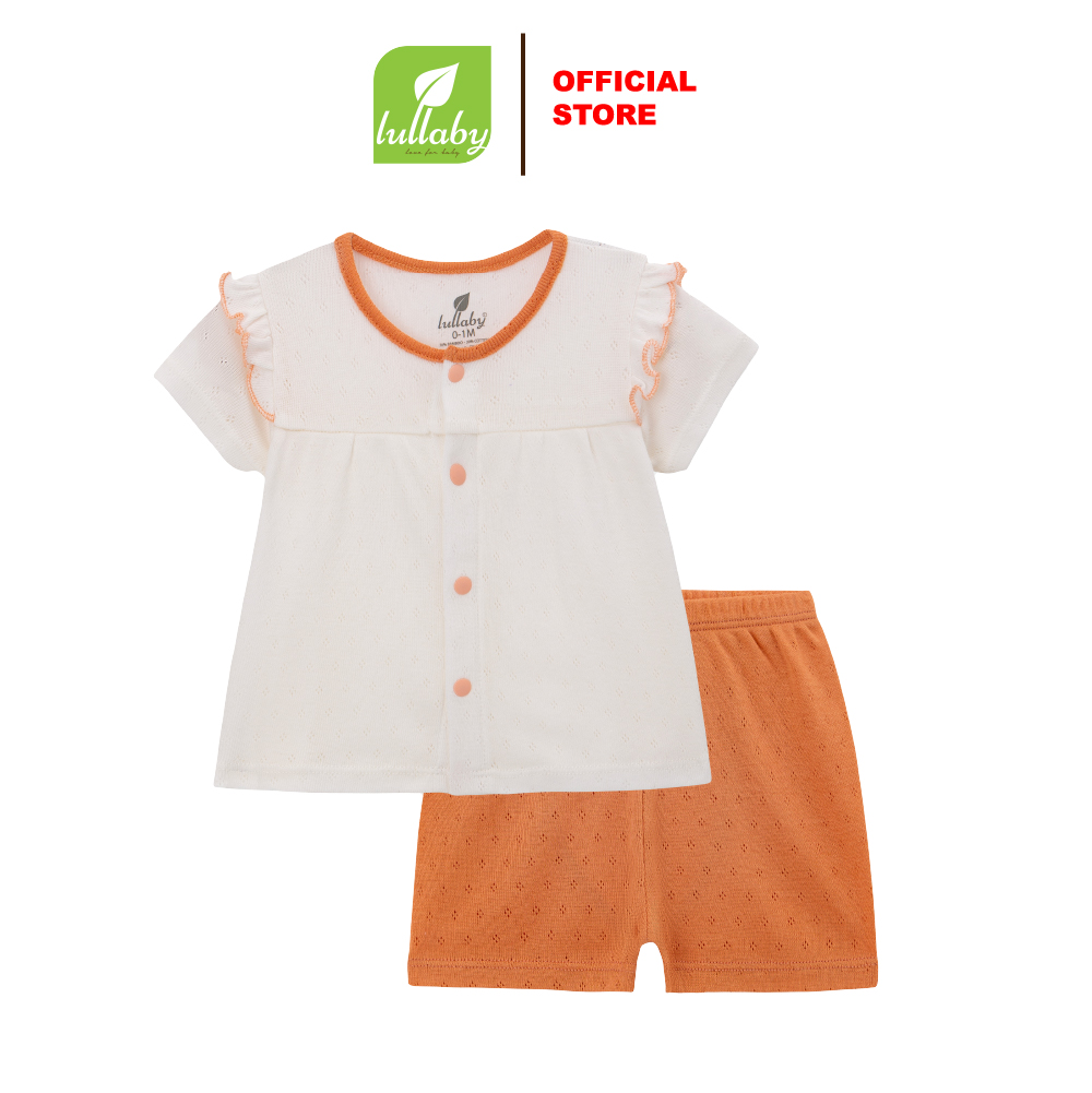 Lullaby Bộ bé gái cộc tay NH378N - Trắng - Cam - 1,3,6M