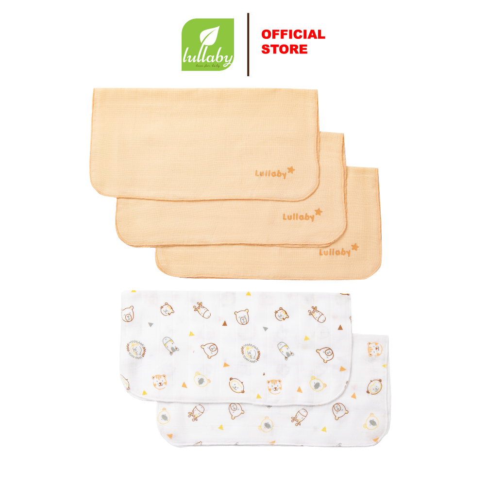 Lullaby Set 5 khăn xô mặt 2 lớp NH422N - Trắng - Vàng