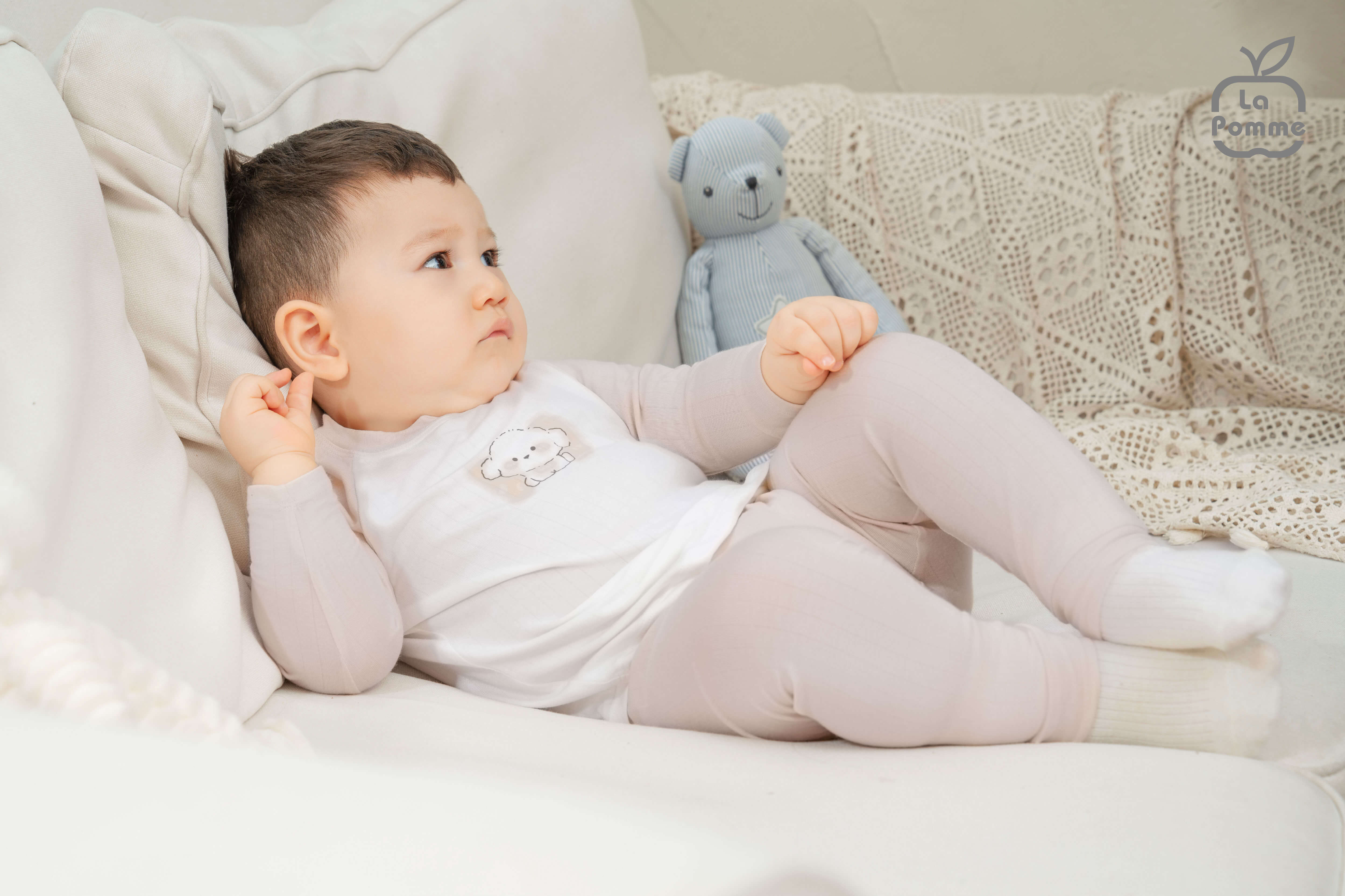 Bộ dài tay mềm mịn by La Pomme êm ái cùng puppy - 6,9,12,18M,3Y Be