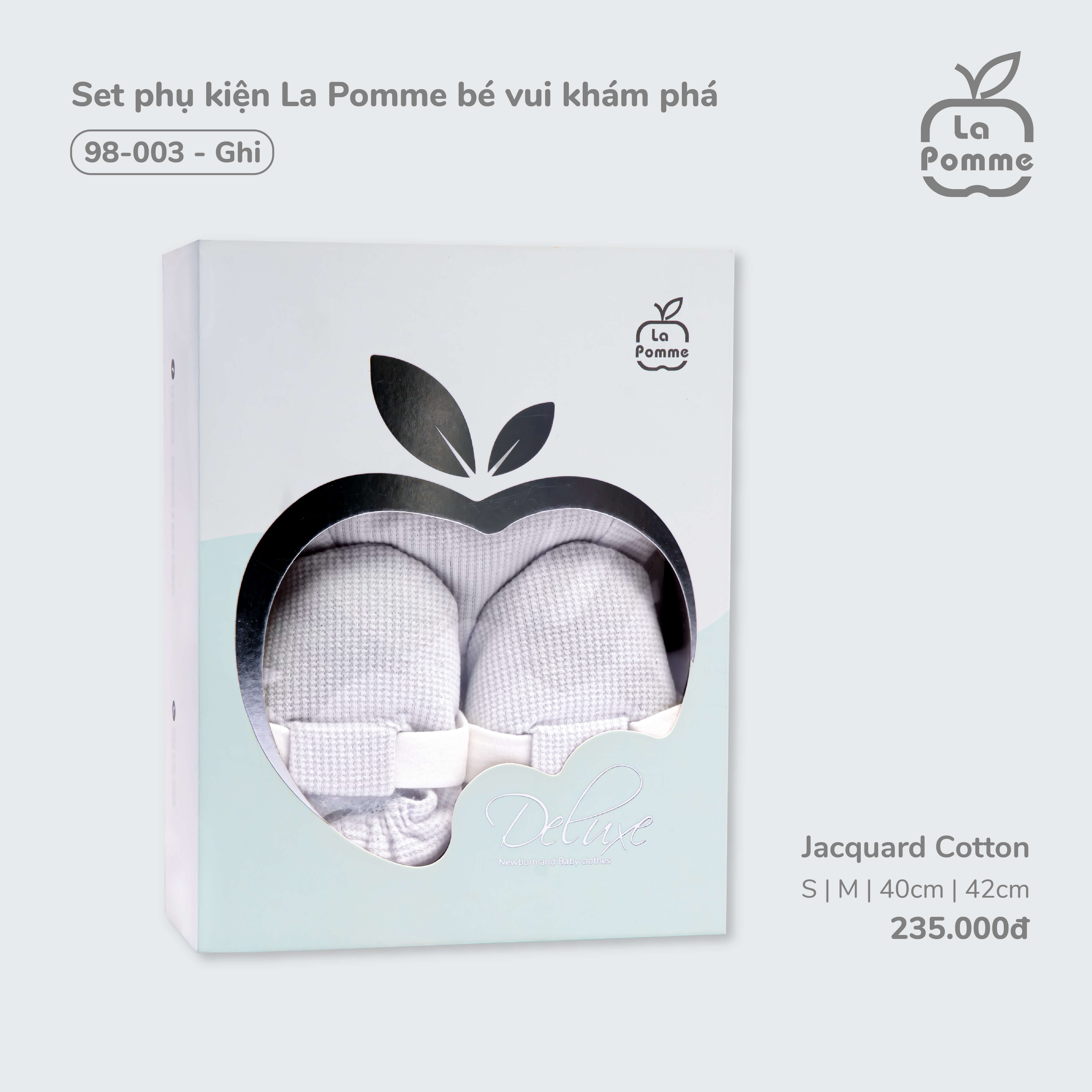 Set phụ kiện La Pomme bé vui khám phá - S,M Ghi — ảnh 2