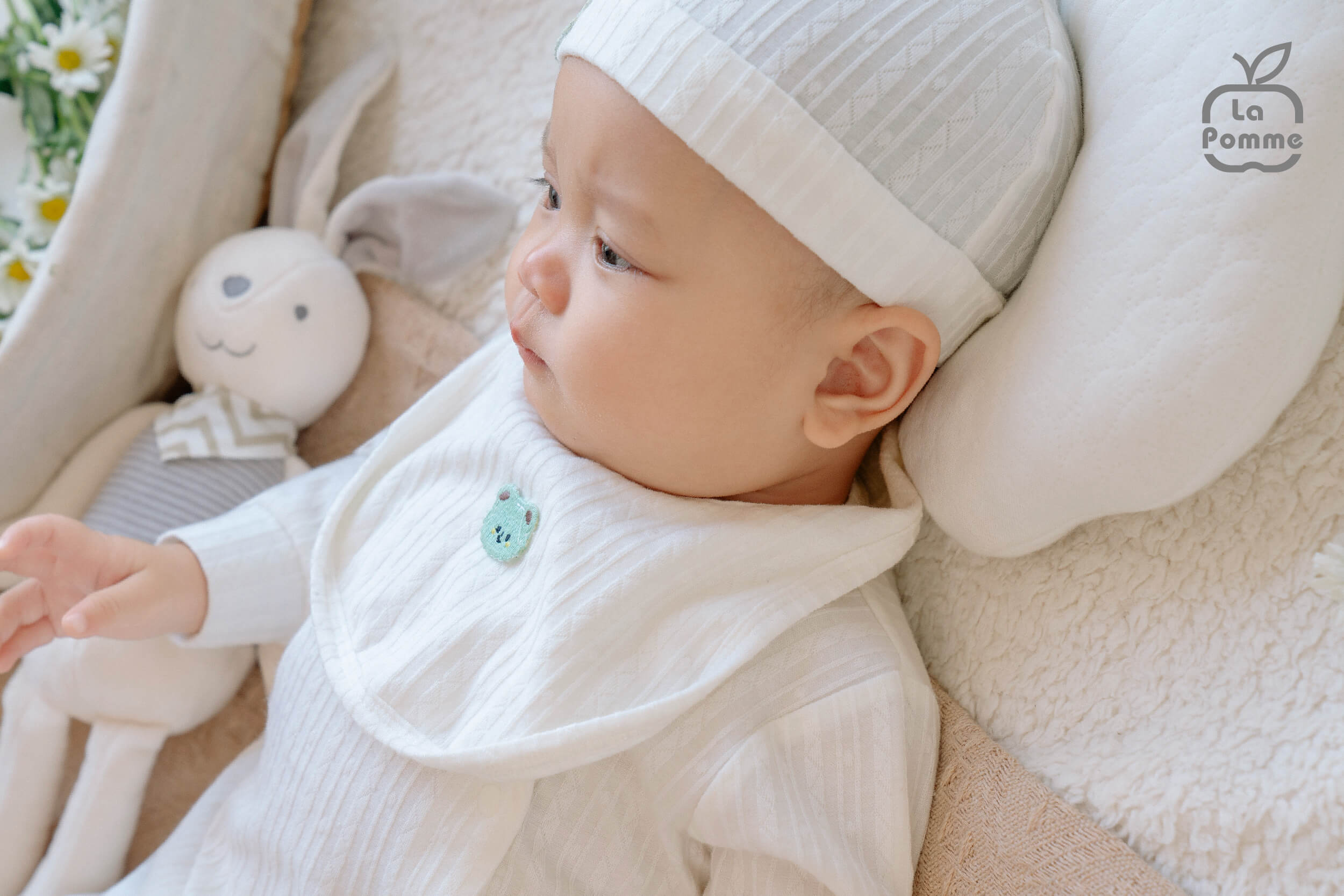 Bộ dài tay cúc lệch La Pomme vui đùa cùng gấu nhỏ - Newborn,0,3M Be — ảnh 4