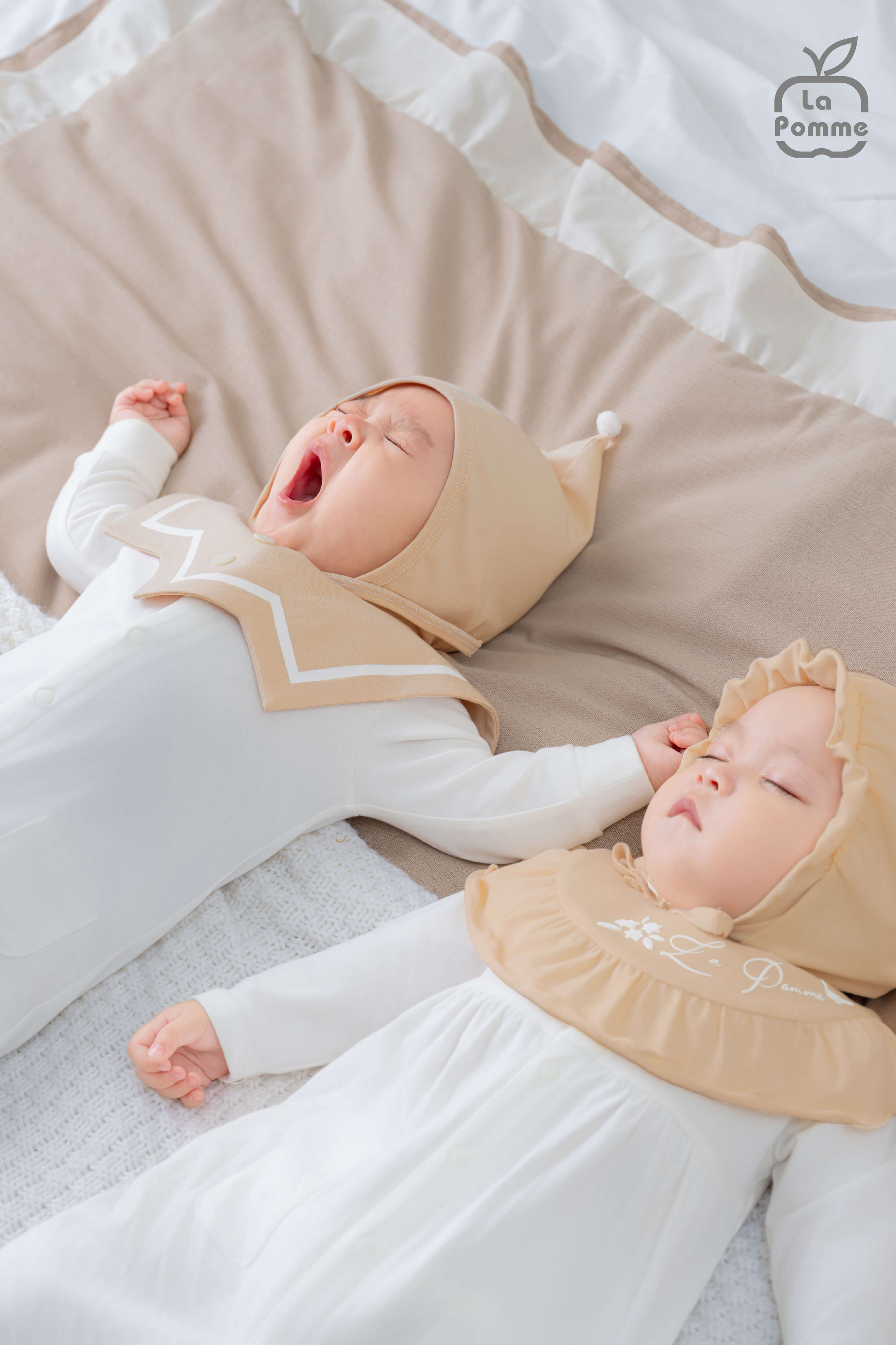 Body dài tay La Pomme baby princess - 0,3,6M Trắng be — ảnh 4