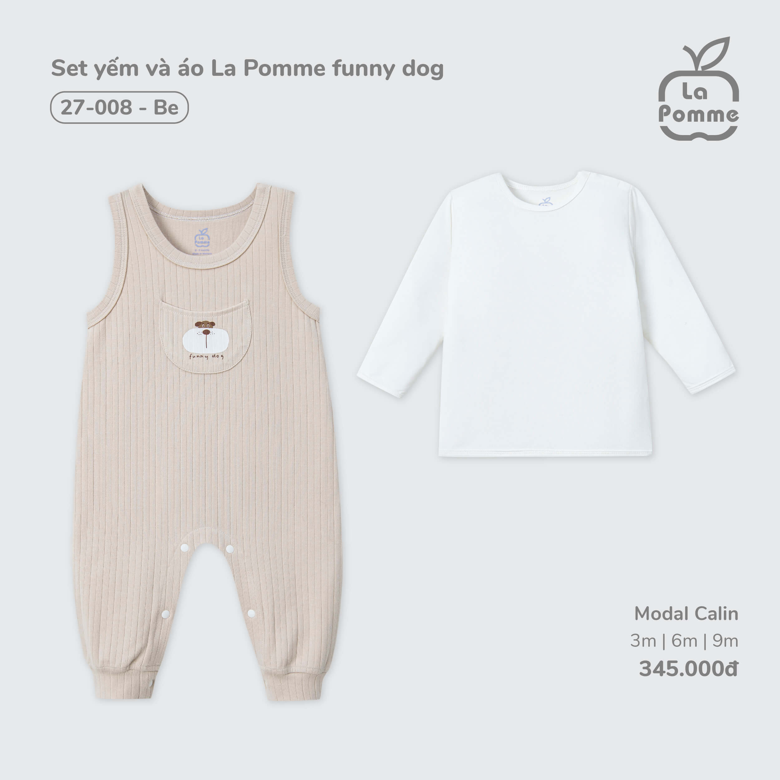 Set yếm và áo La Pomme funny dog - 6,9M Be