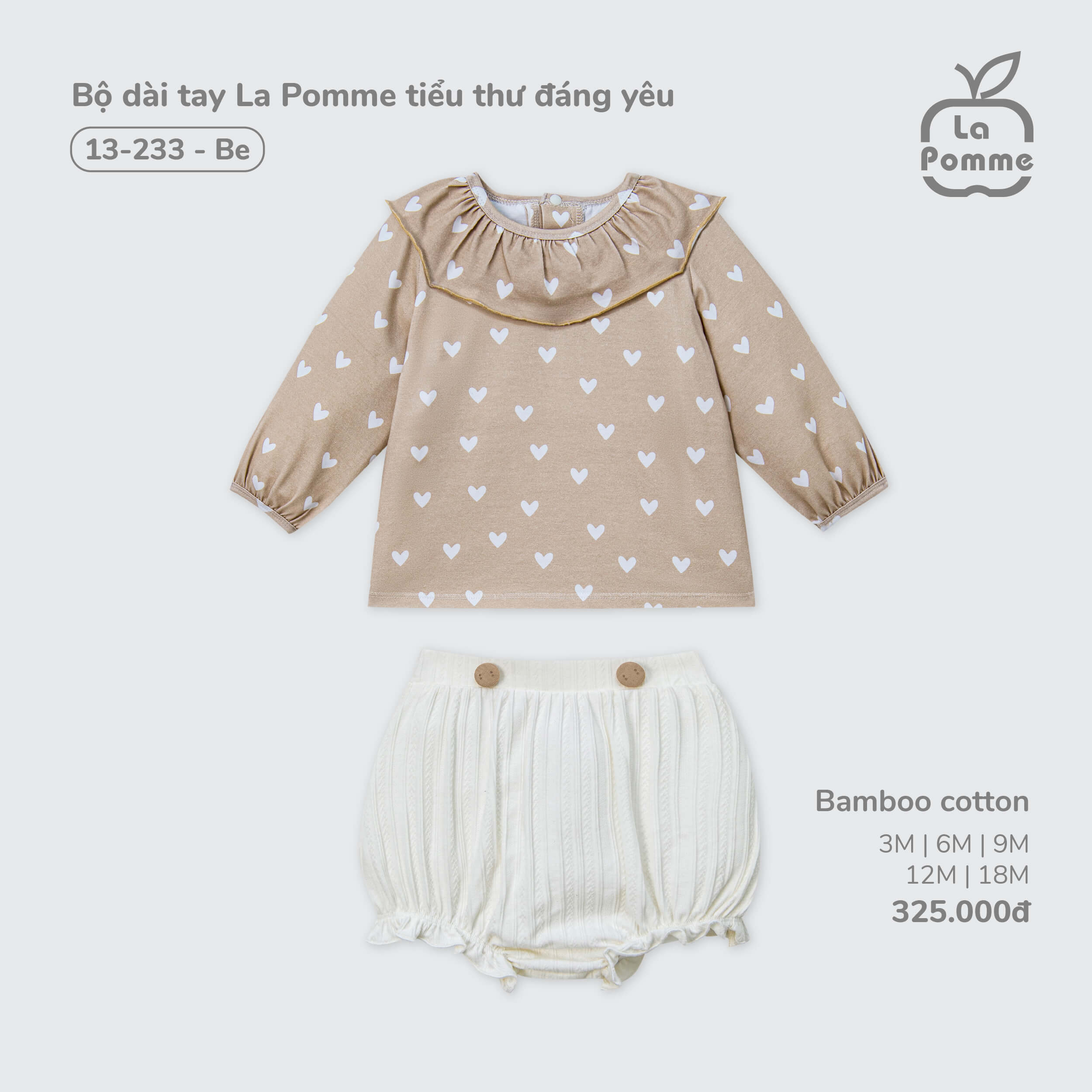Bộ dài tay La Pomme tiểu thư đáng yêu - 6,9,12,18M Be
