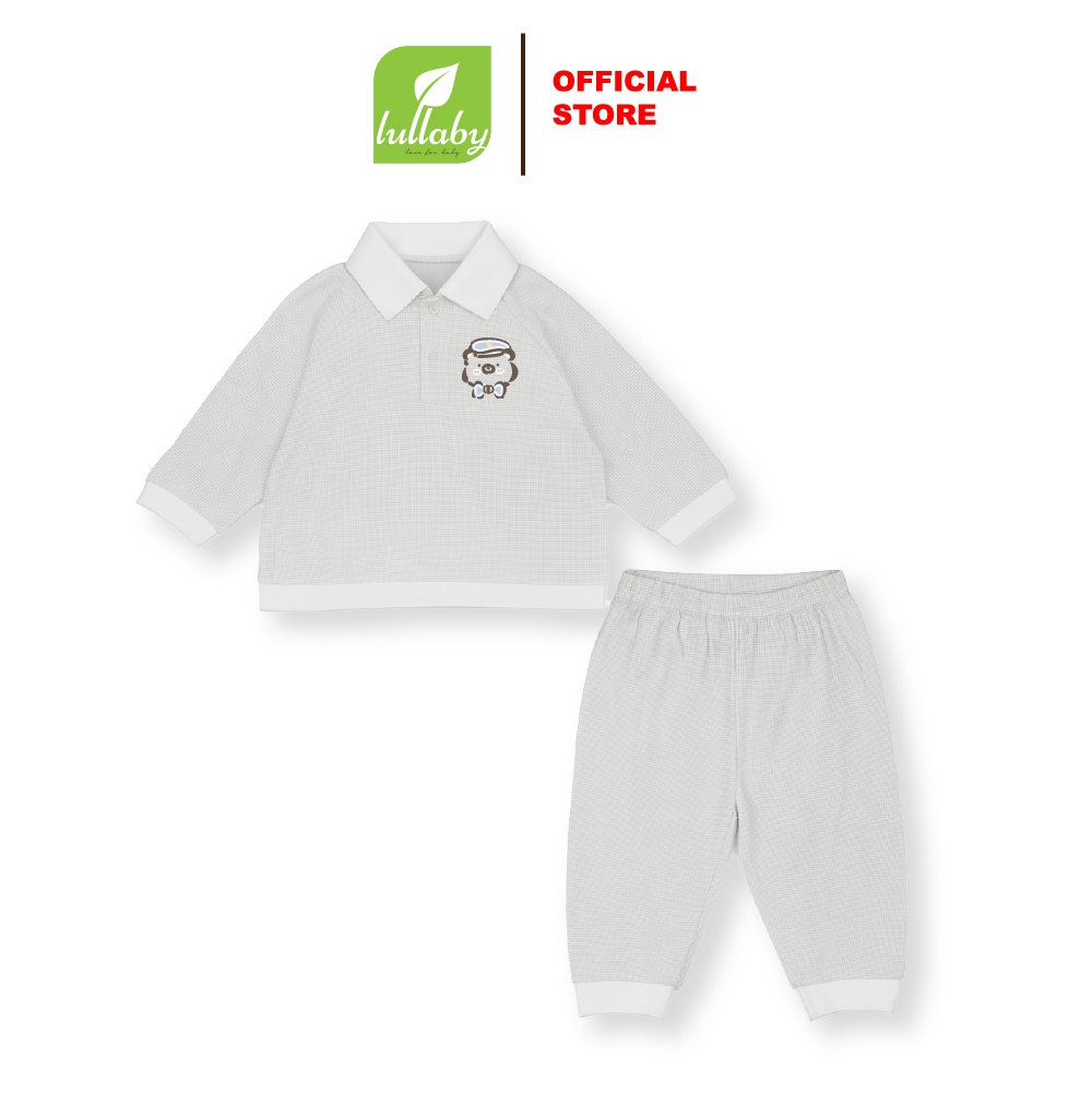 Lullaby Bộ bé trai cổ bẻ NH545N - Ghi  (9M, 12M, 18M, 24M, 3Y, 4Y)