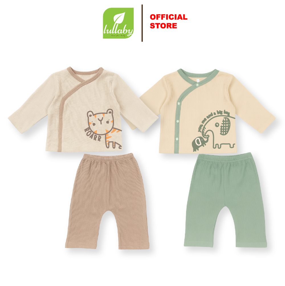 Lullaby Bộ bé trai cài lệch NH548N - Be - Nâu  (1M, 3M, 6M) — ảnh 5