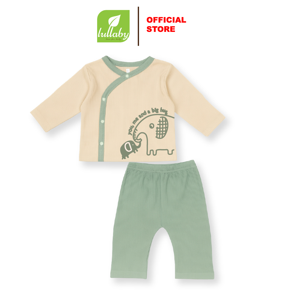 Lullaby Bộ bé trai cài lệch NH548N - Be - Nâu  (1M, 3M, 6M) — ảnh 7