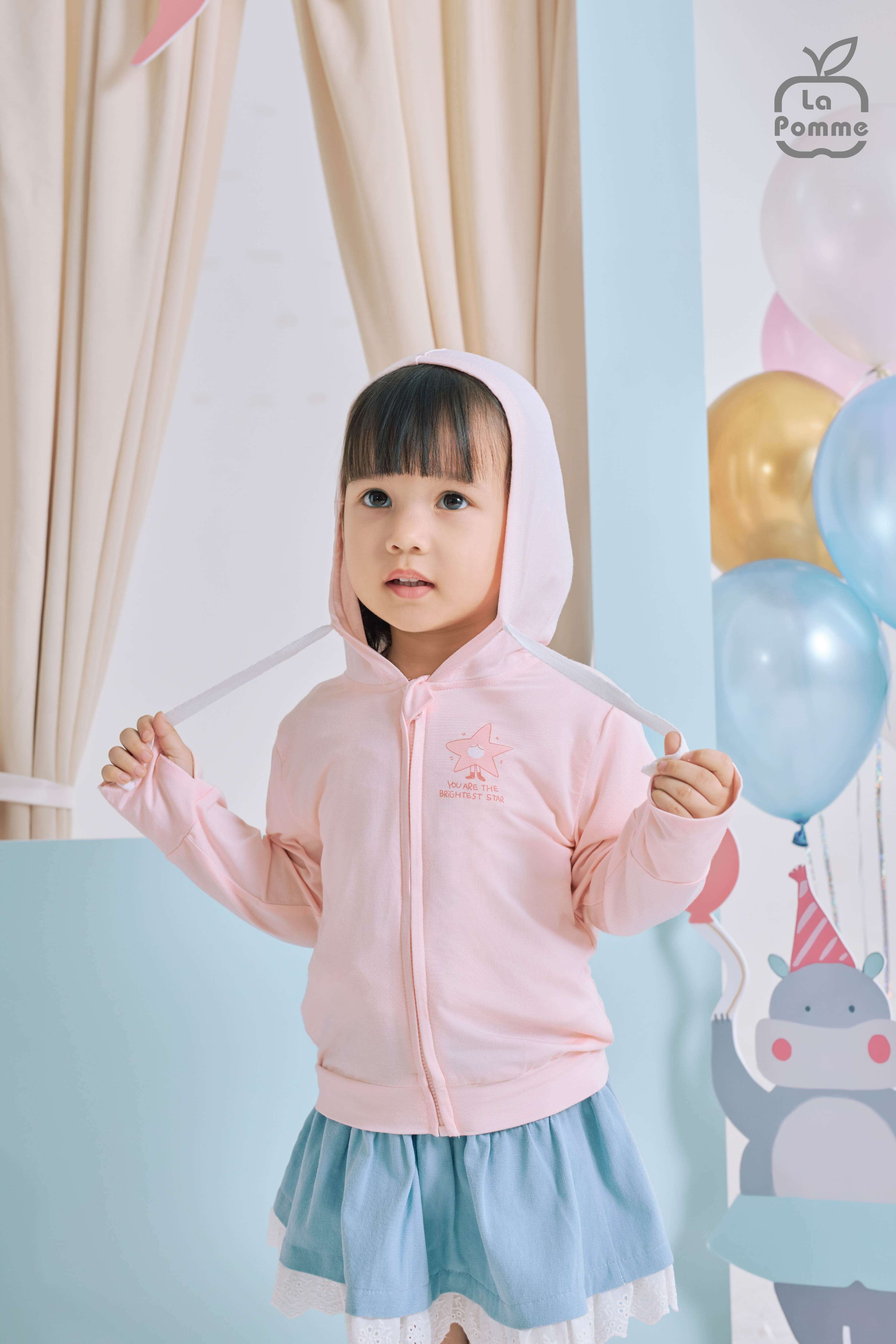 Áo khoác đa năng La Pomme mùa hè tươi mát Hồng (9M,12M,18M,3Y,4Y,5Y) — ảnh 2