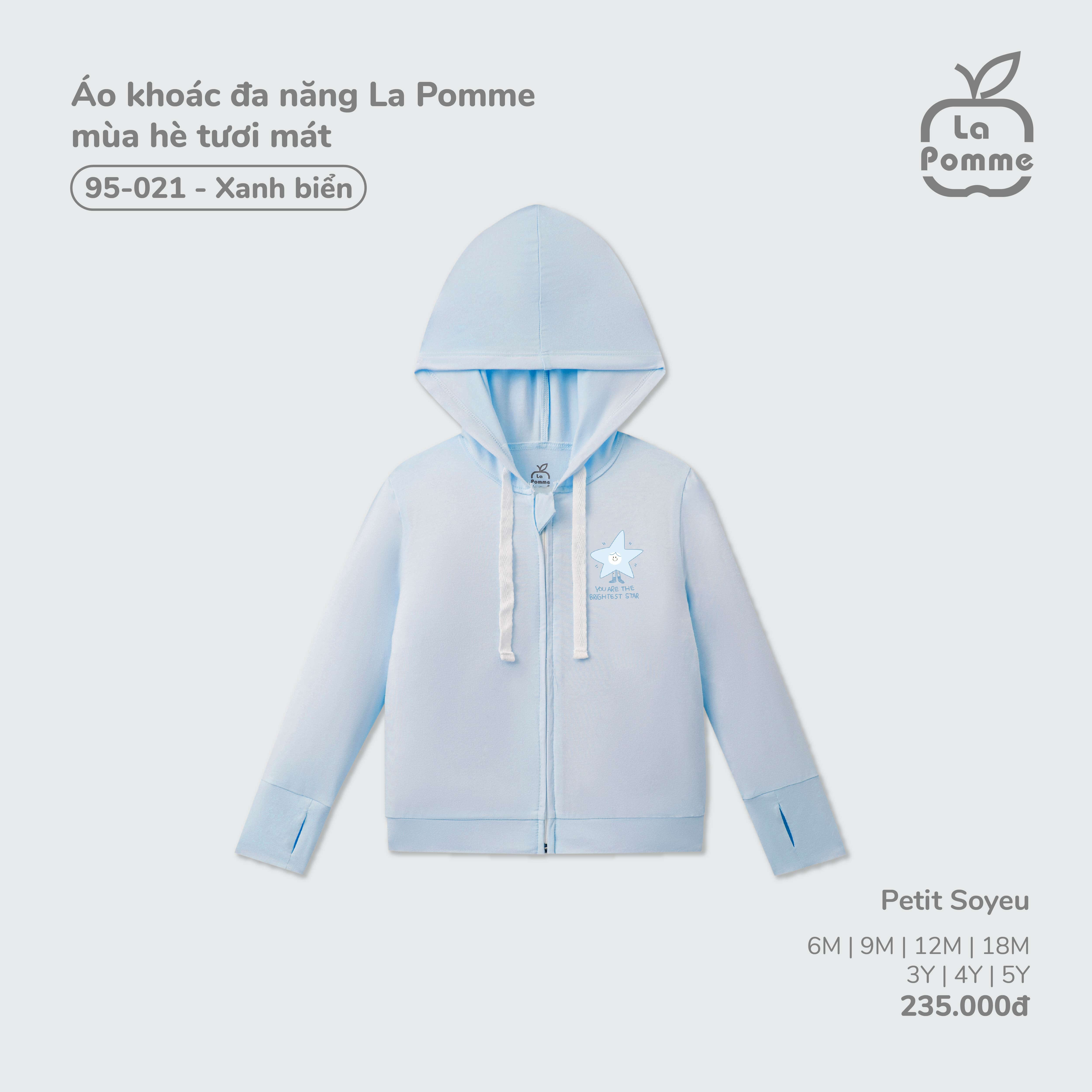 Áo khoác đa năng La Pomme mùa hè tươi mát Xanh biển (9M,12M,18M,3Y,4Y,5Y)