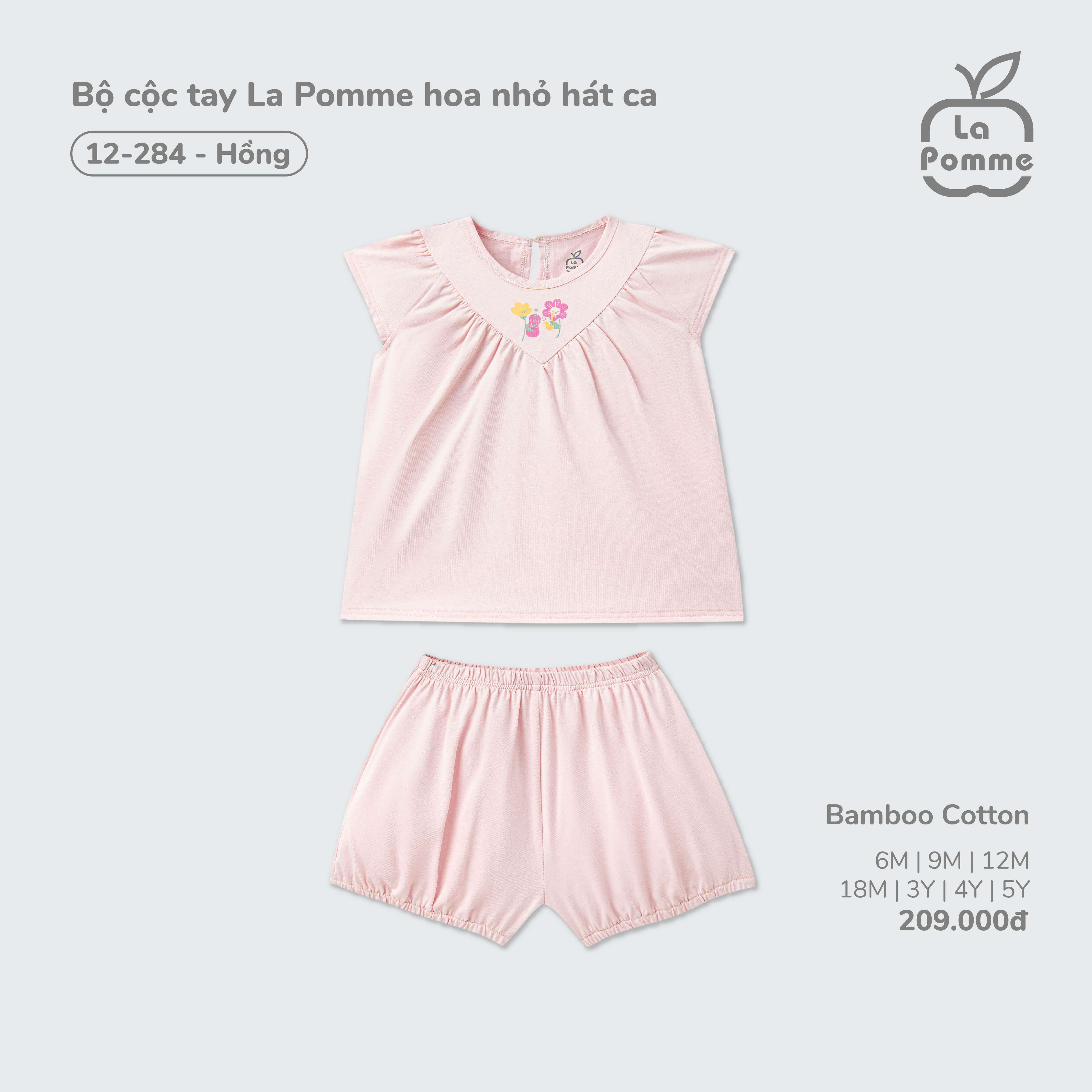 Bộ cộc tay La Pomme hoa nhỏ hát ca Hồng (6M,9M,12M,18M,3Y,4Y,5Y)