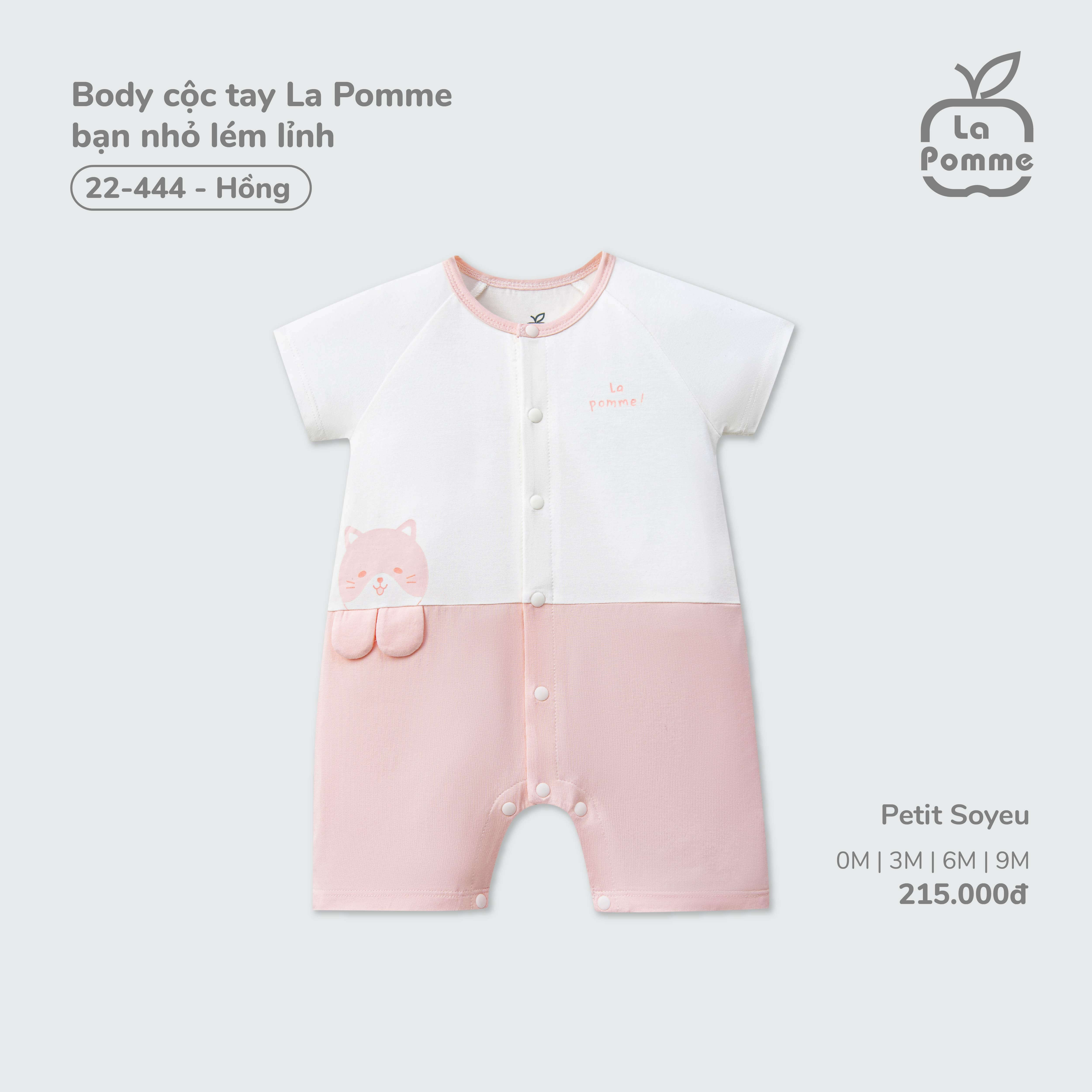 Body cộc tay La Pomme bạn nhỏ lém lỉnh Hồng (3M,6M,9M)