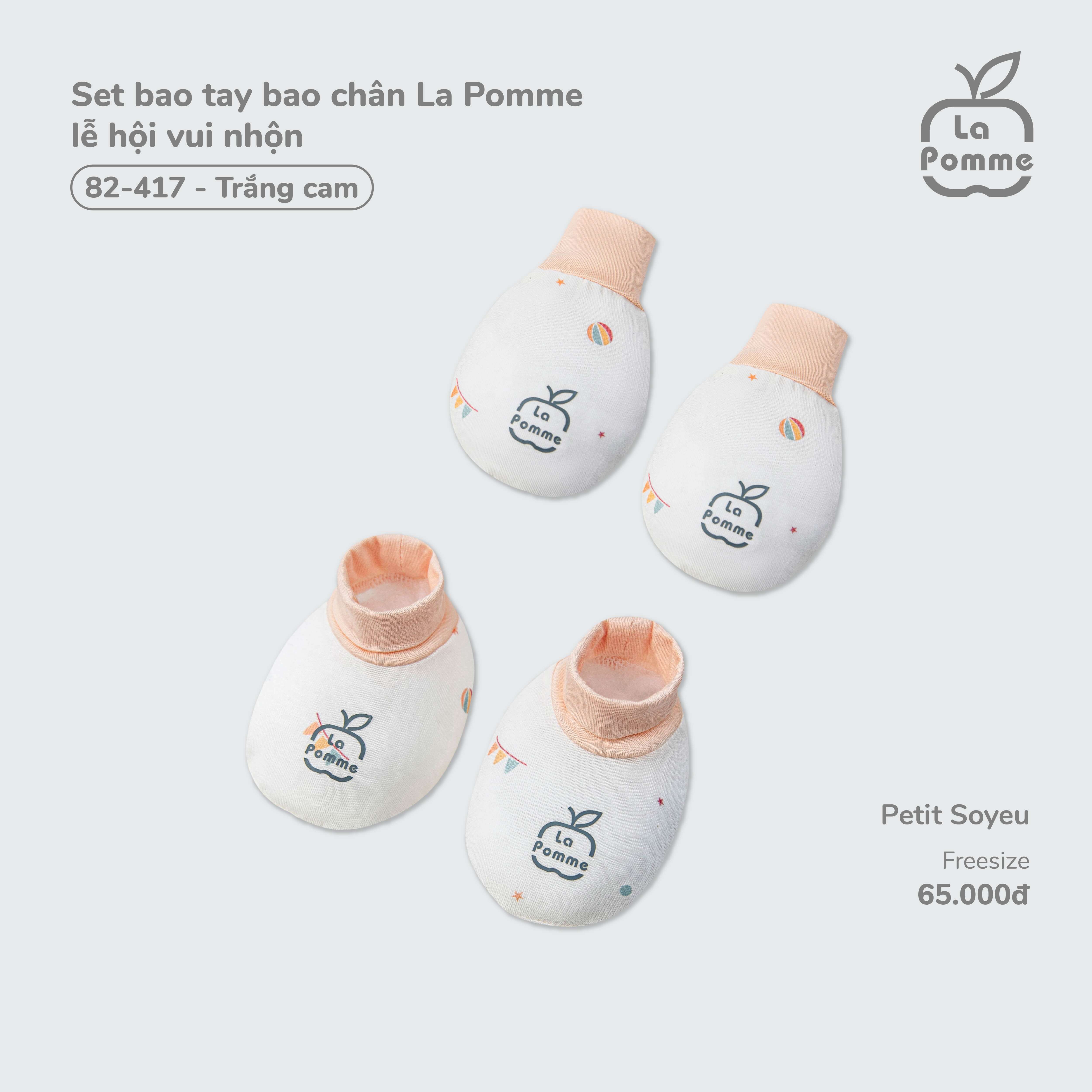 Set bao tay bao chân La Pomme lễ hội vui nhộn - Trắng Cam