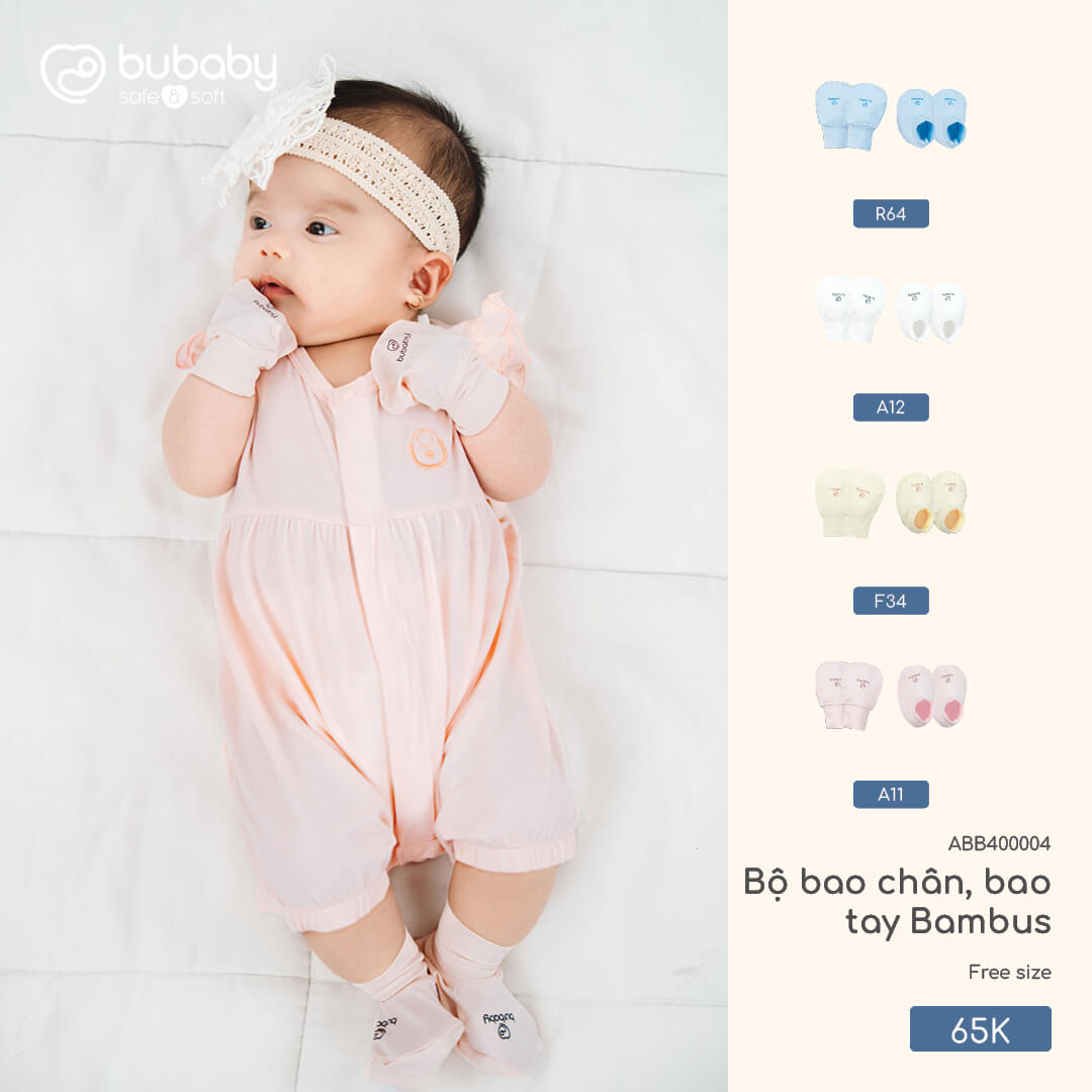 Bu Baby Bộ bao chân, bao tay Bambus | Free size - Trắng — ảnh 2