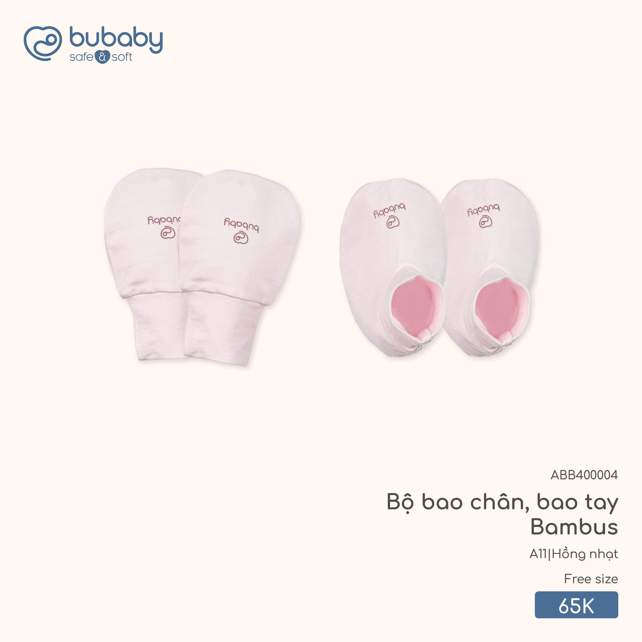 Bu Baby Bộ bao chân, bao tay  Bambus  | Free size - Hồng nhạt