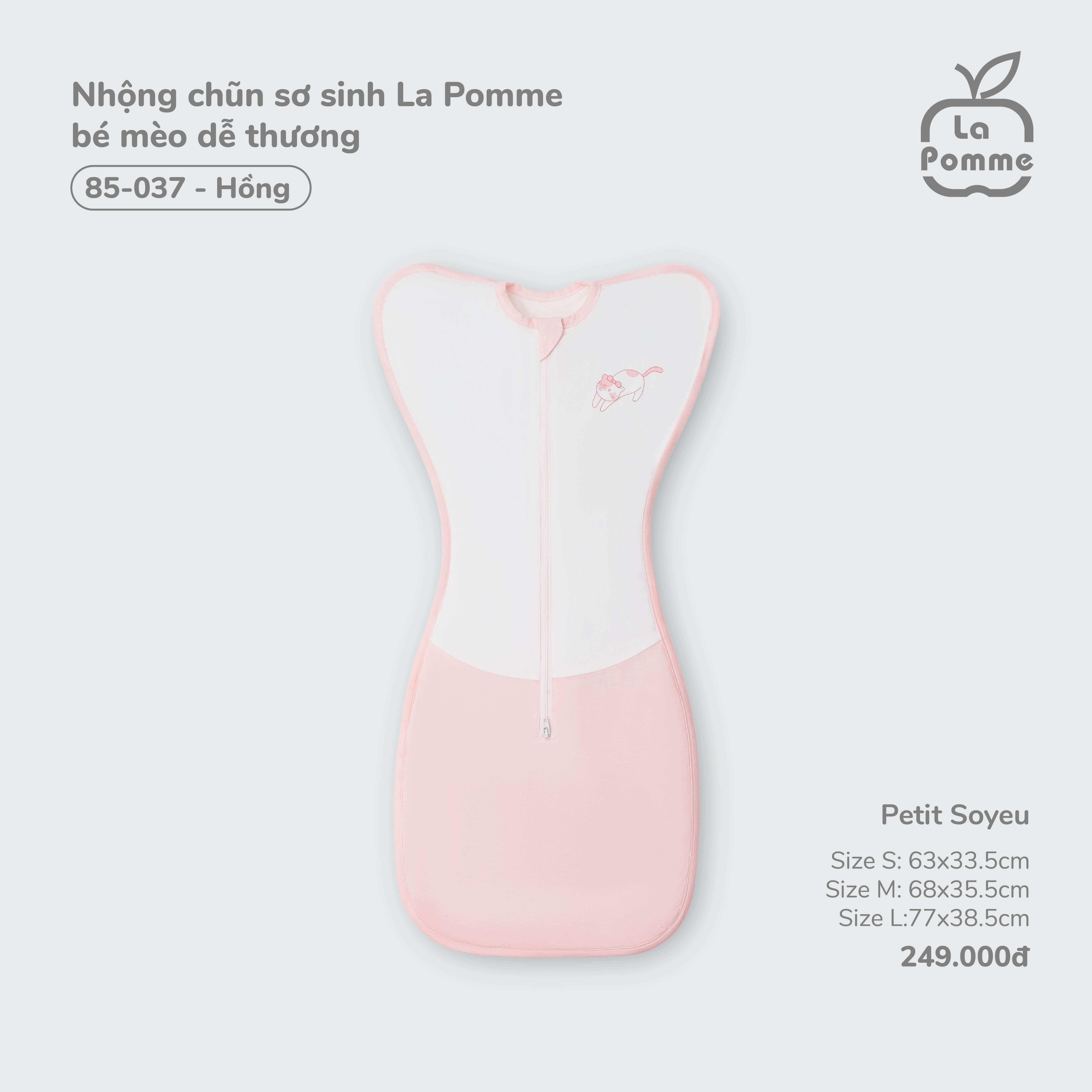 Nhộng chũn sơ sinh La Pomme bé mèo dễ thương Hồng (S)