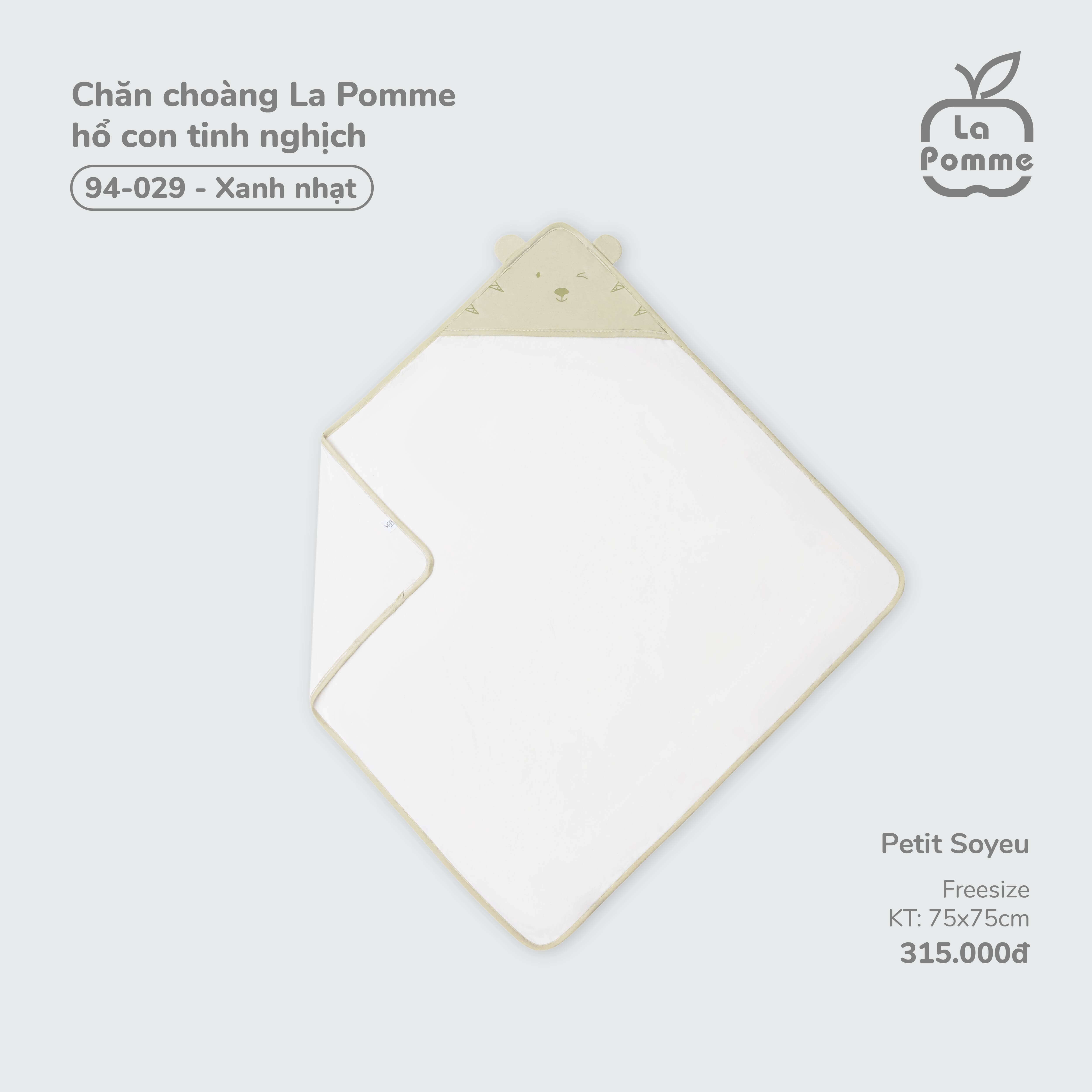 Chăn choàng La Pomme hổ con tinh nghịch nhạt (Xanh) — ảnh 3