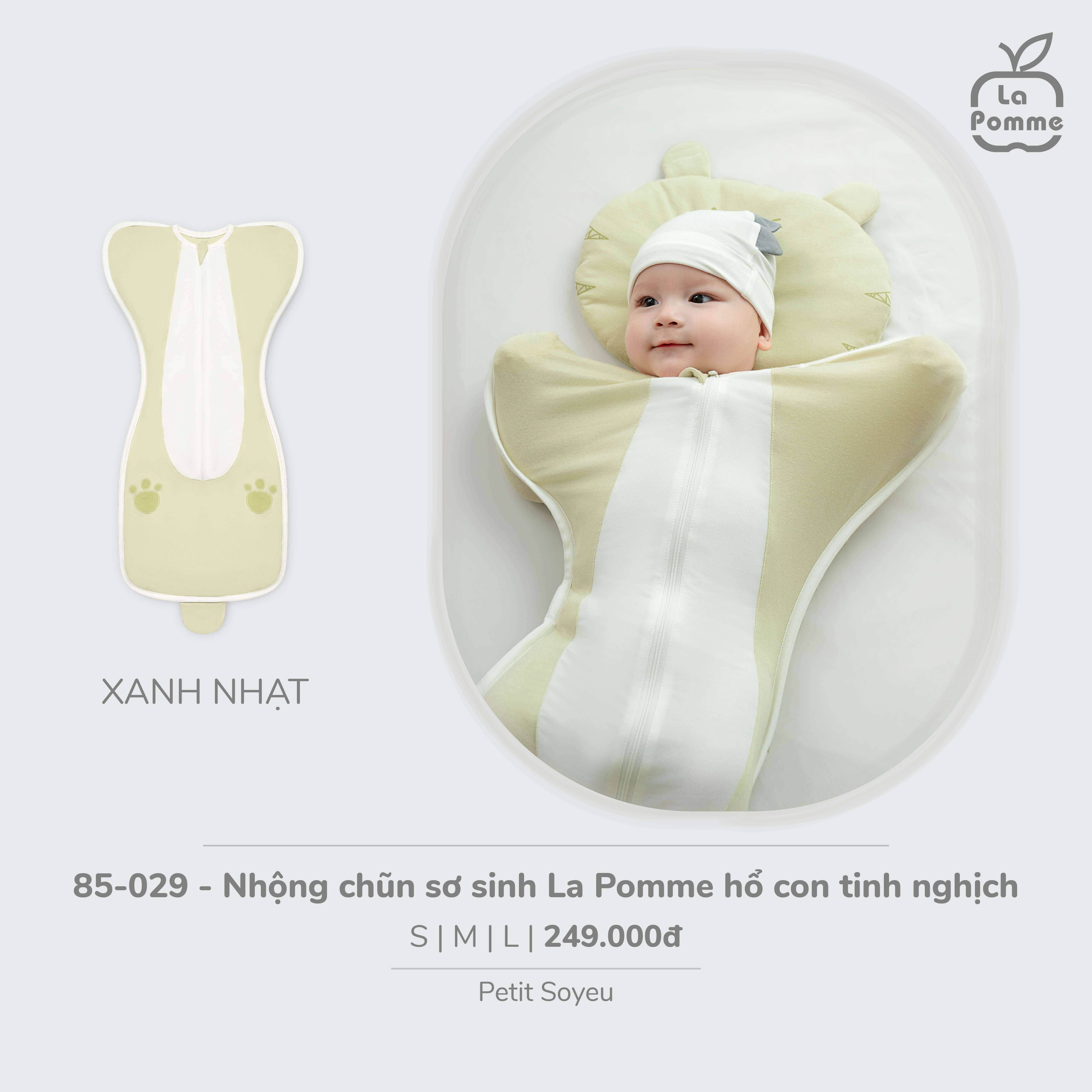 Nhộng chũn sơ sinh La Pomme hổ con tinh nghịch Xanh nhạt (S) — ảnh 3