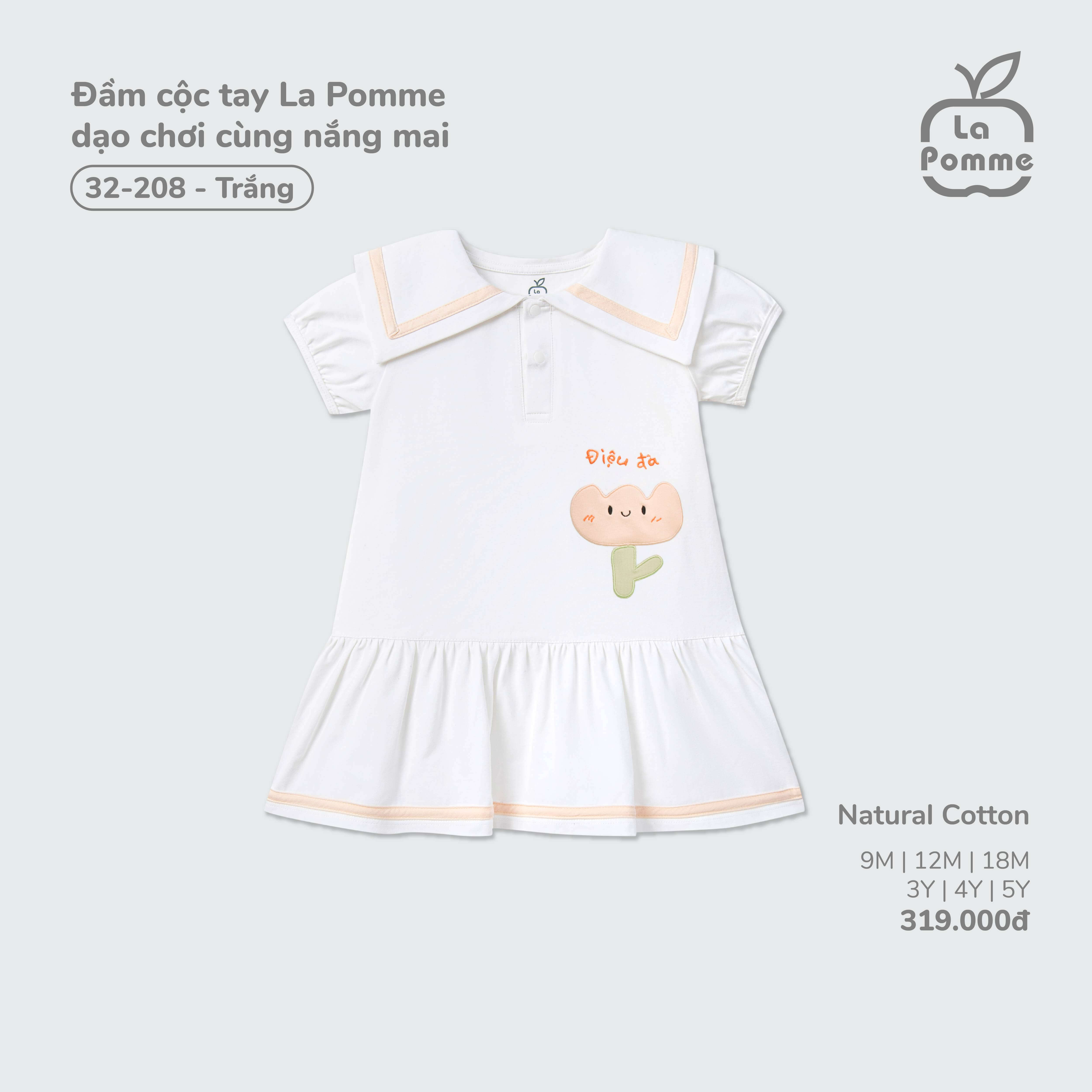 Đầm cộc tay La Pomme dạo chơi cùng nắng mai Trắng (9M,12M,18M,3Y,4Y,5Y) — ảnh 4