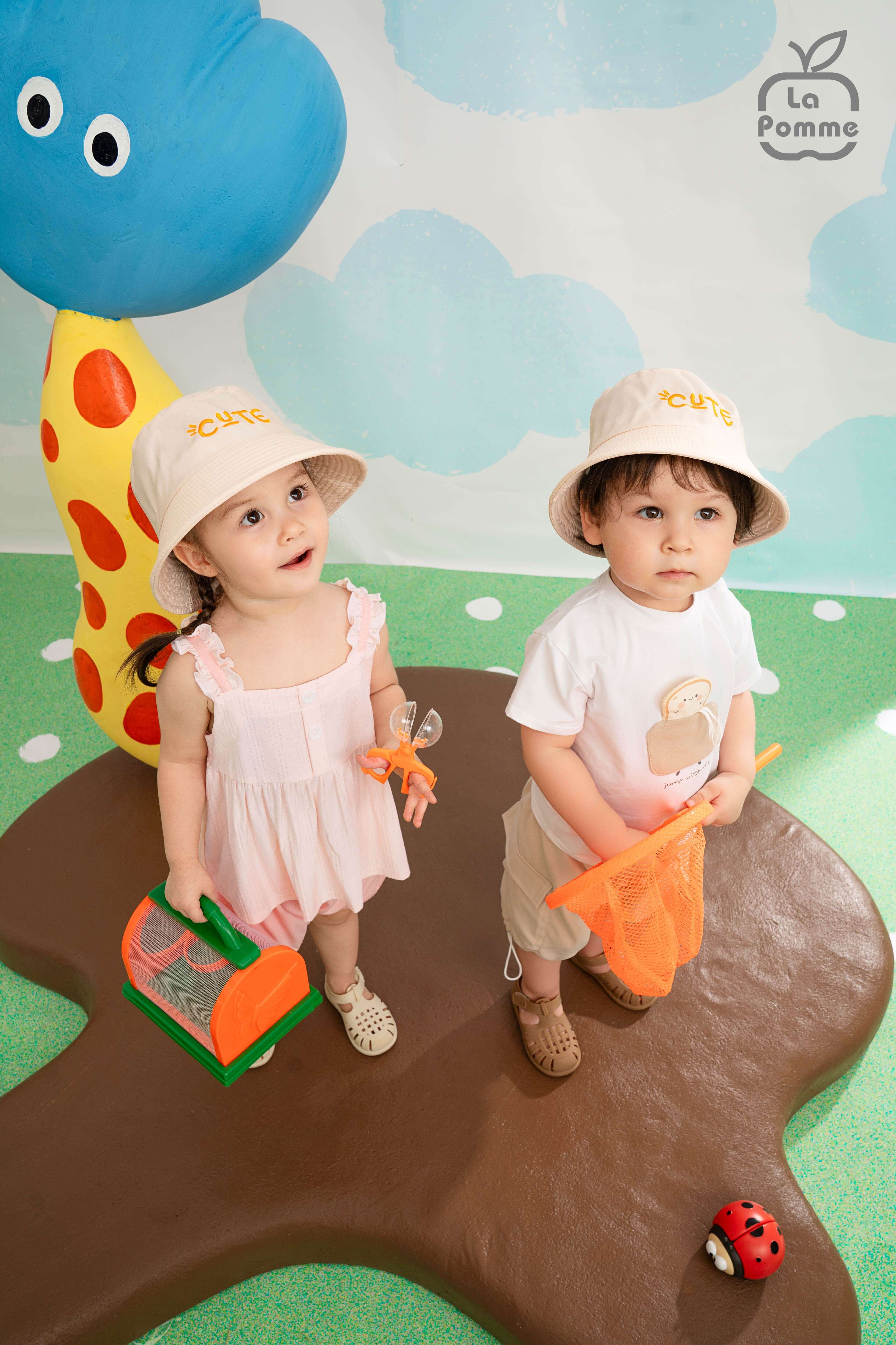 Bộ sát nách La Pomme viền bèo hè xinh mát dịu Hồng (6M,9M,12M,18M,3Y,4Y,5Y) — ảnh 3