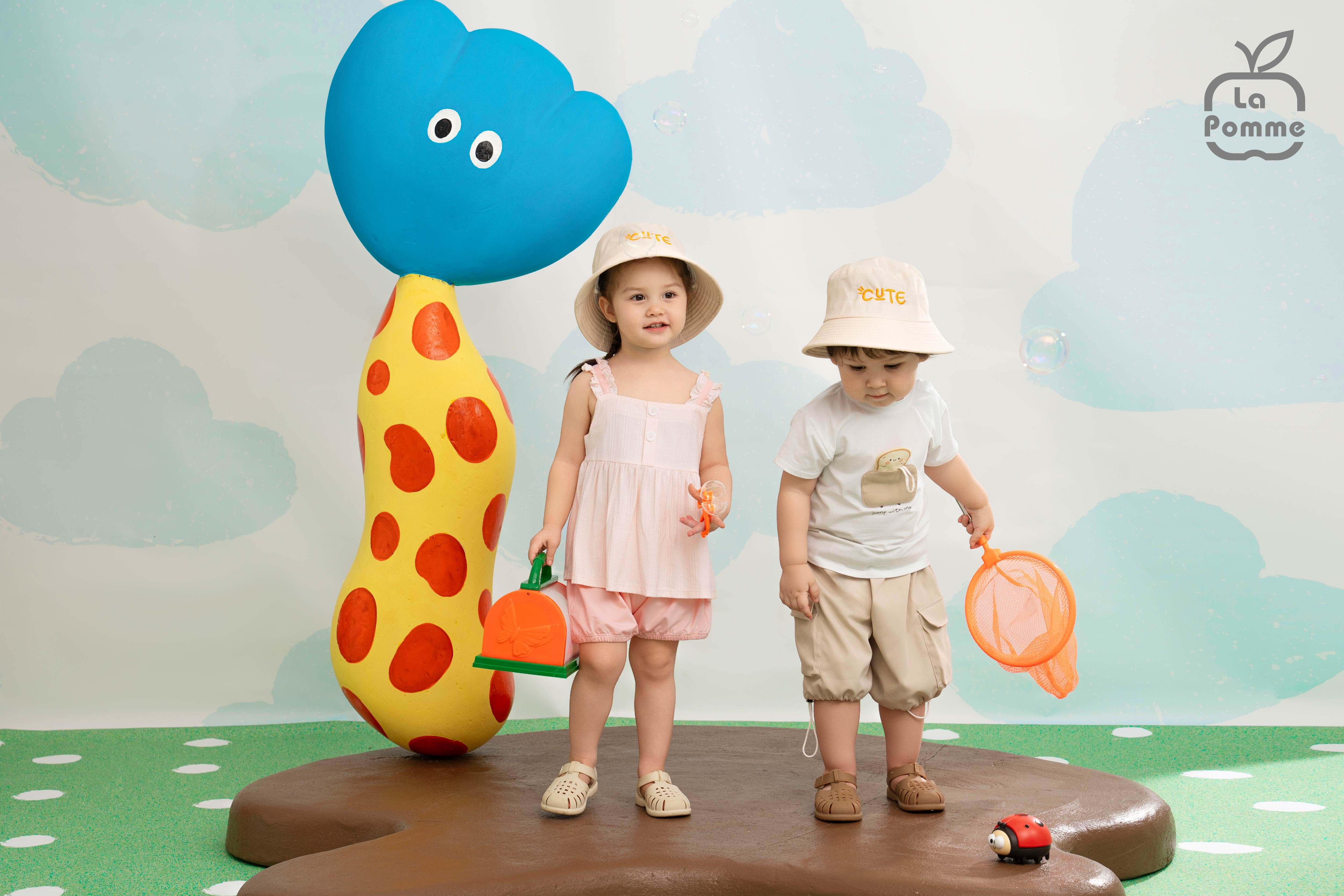 Bộ sát nách La Pomme viền bèo hè xinh mát dịu Hồng (6M,9M,12M,18M,3Y,4Y,5Y) — ảnh 4