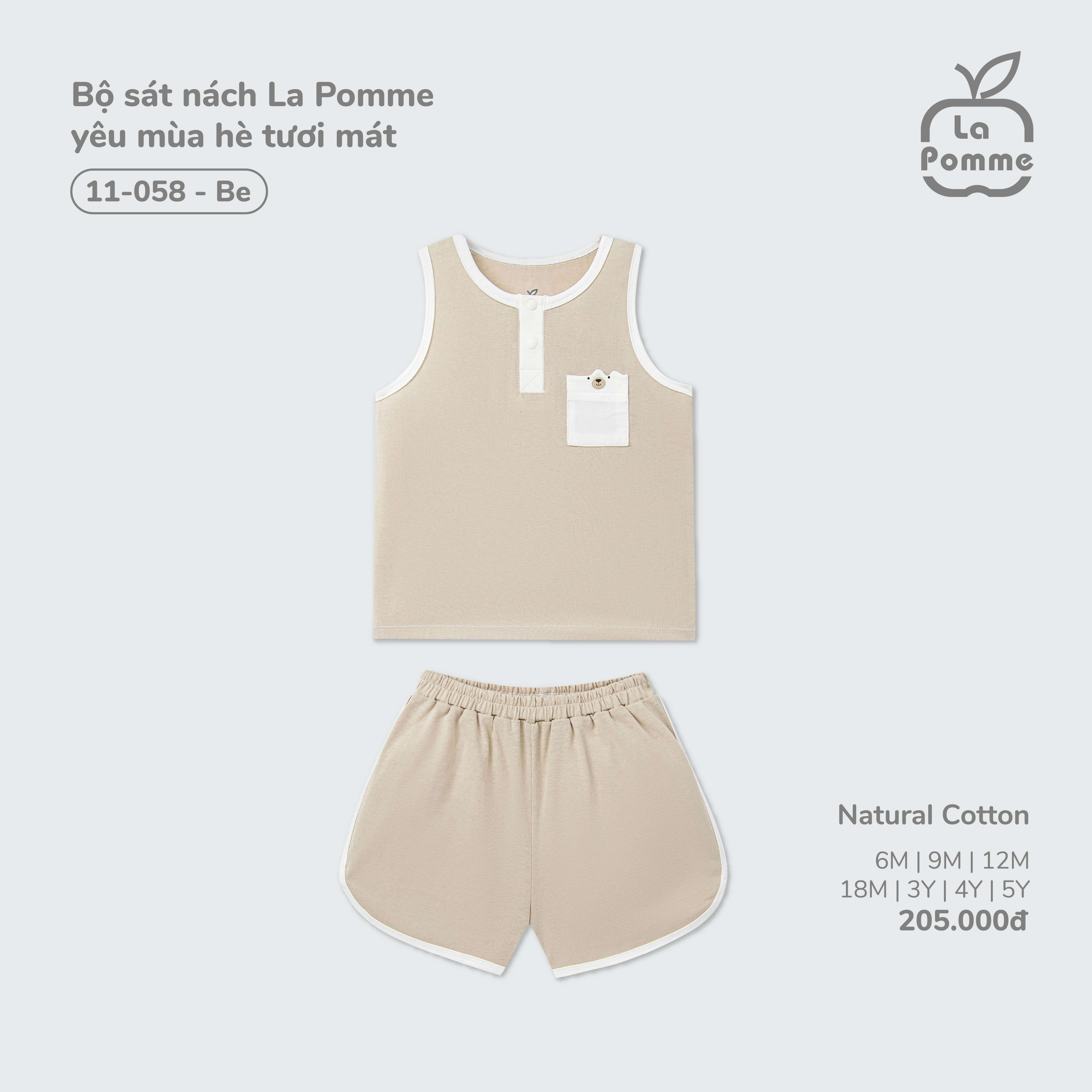 Bộ sát nách La Pomme yêu mùa hè tươi mát Be (6M,9M,12M,18M,3Y,4Y,5Y)