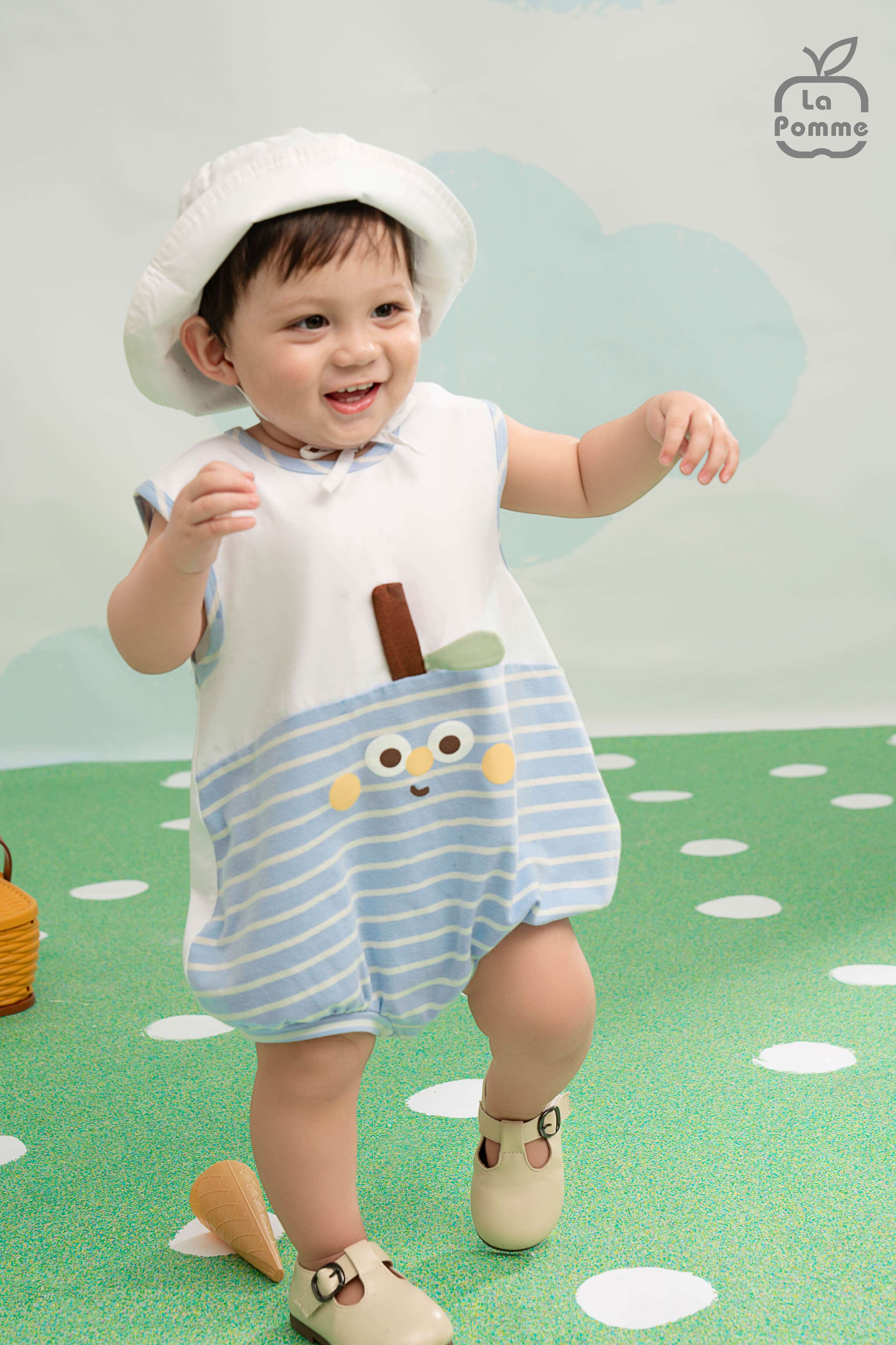 Body sát nách La Pomme trái cây ngộ nghĩnh Trắng Xanh (3M,6M,9M,12M) — ảnh 2