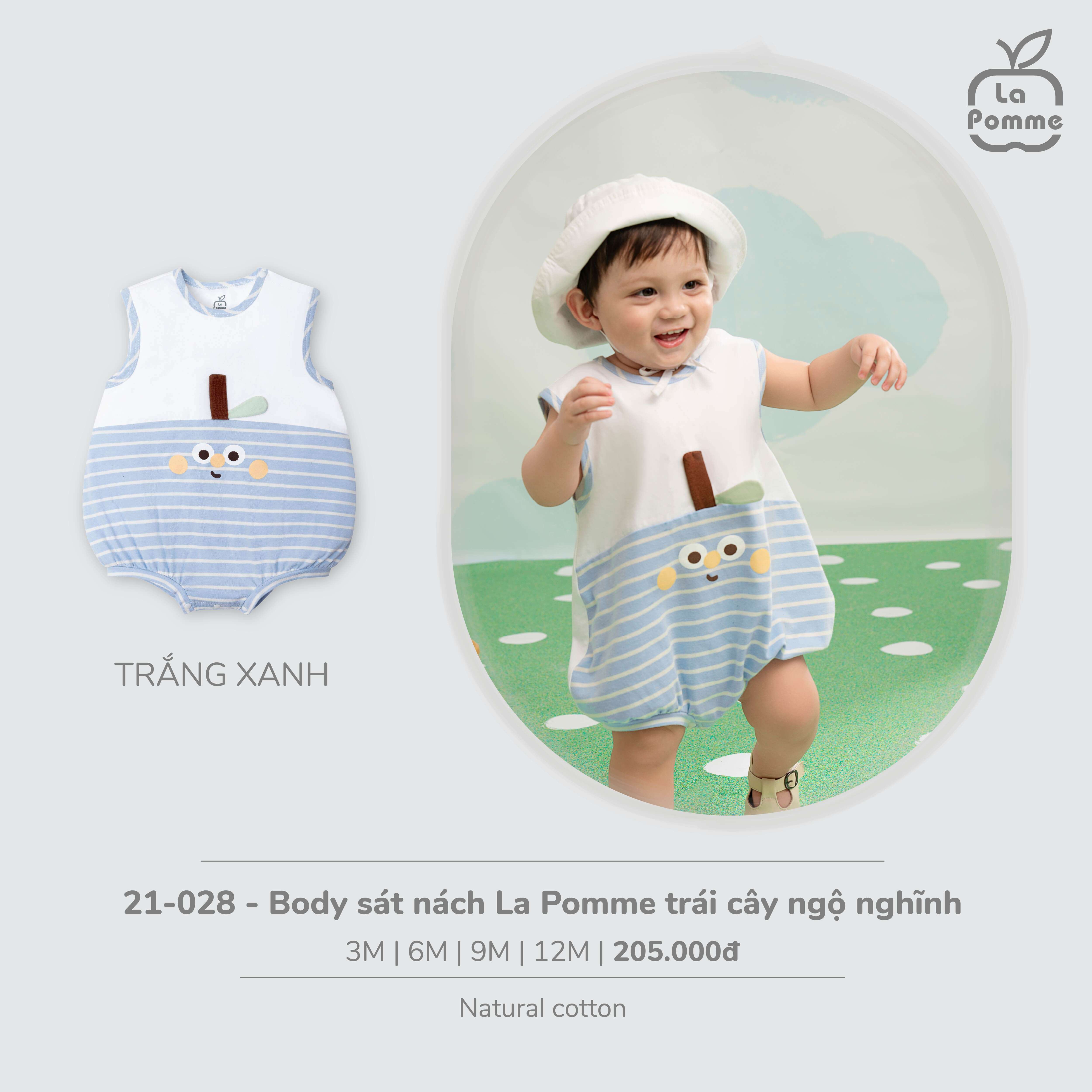 Body sát nách La Pomme trái cây ngộ nghĩnh Trắng Xanh (3M,6M,9M,12M) — ảnh 3