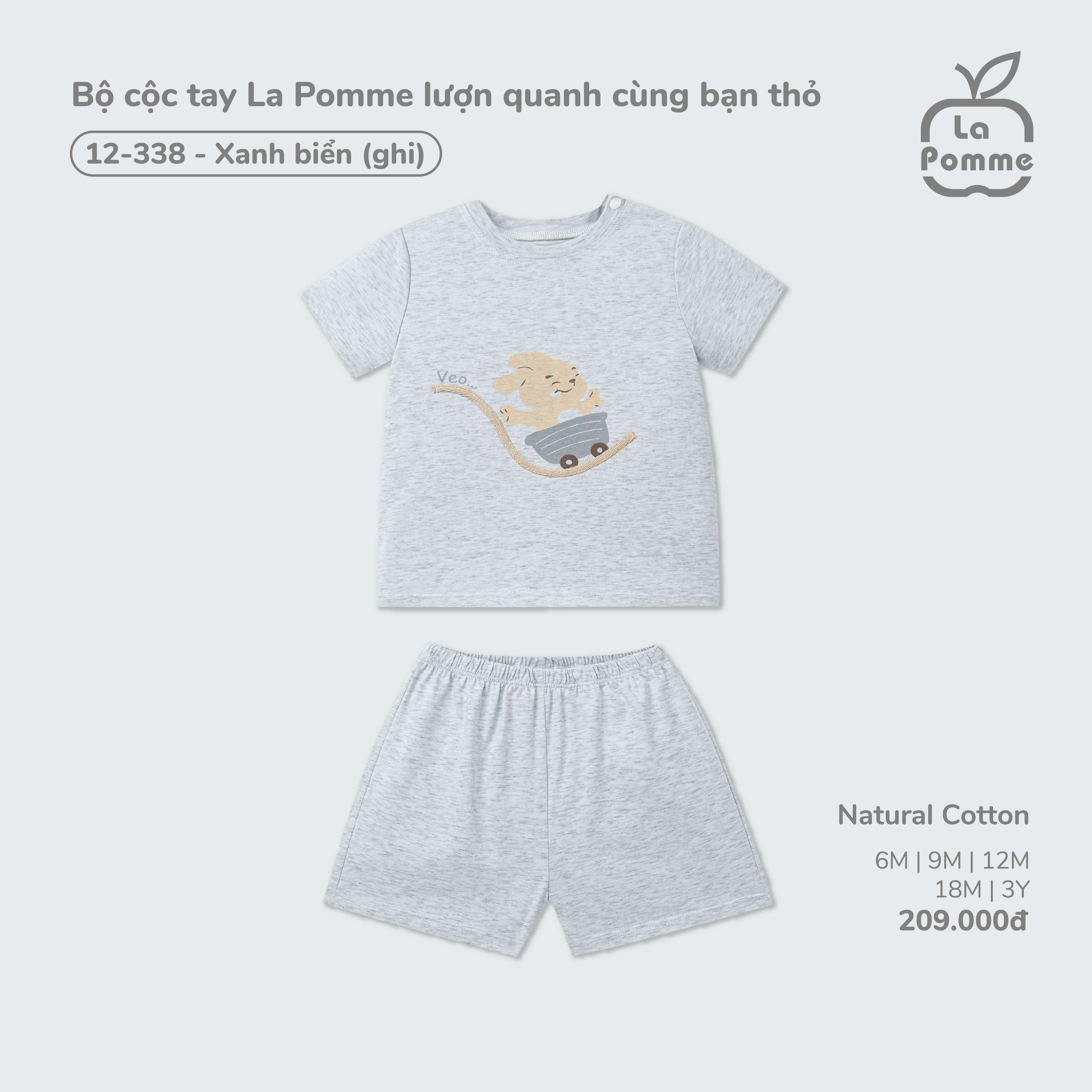 Bộ cộc tay La Pomme lượn quanh cùng bạn thỏ Xanh biển (6M,9M,12M,18M,3Y)