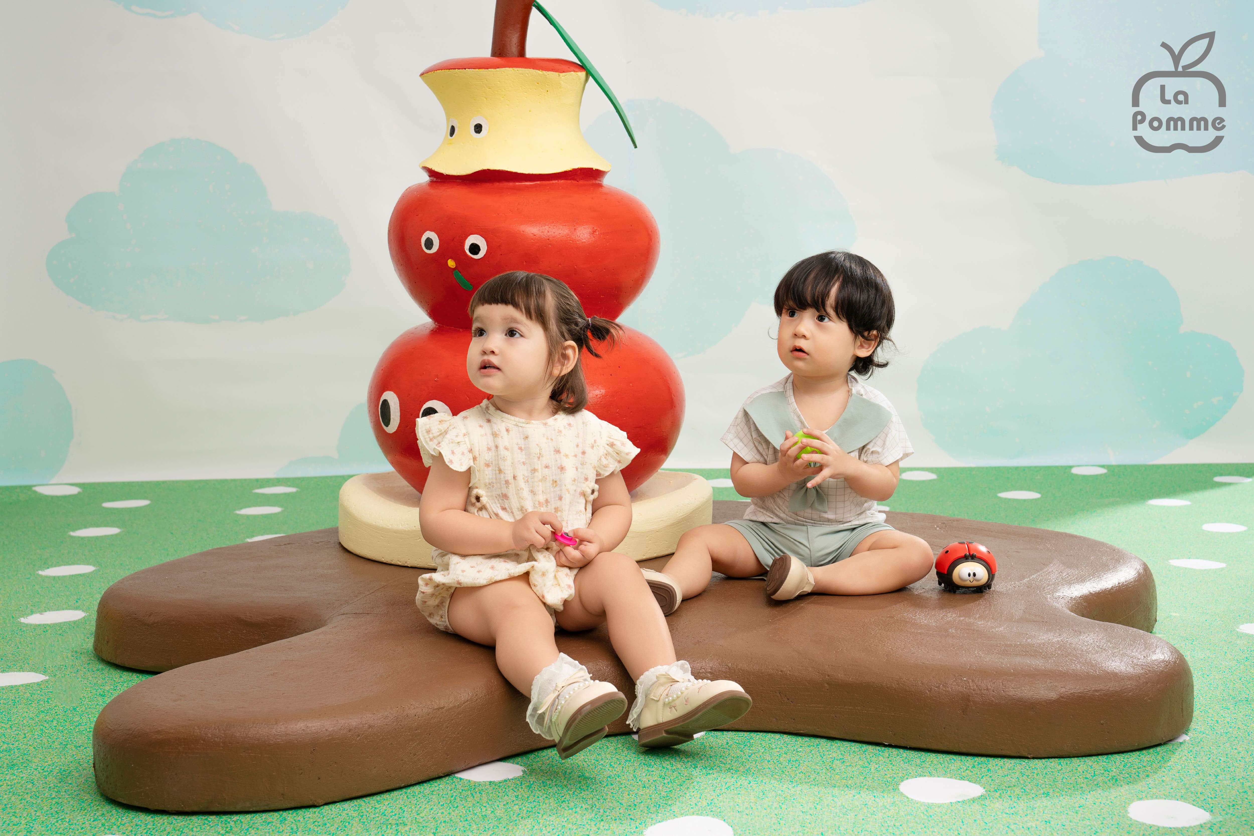 Bộ cộc tay La Pomme hướng đạo sinh năng động Trắng Xanh (6M,9M,12M,18M,3Y) — ảnh 2